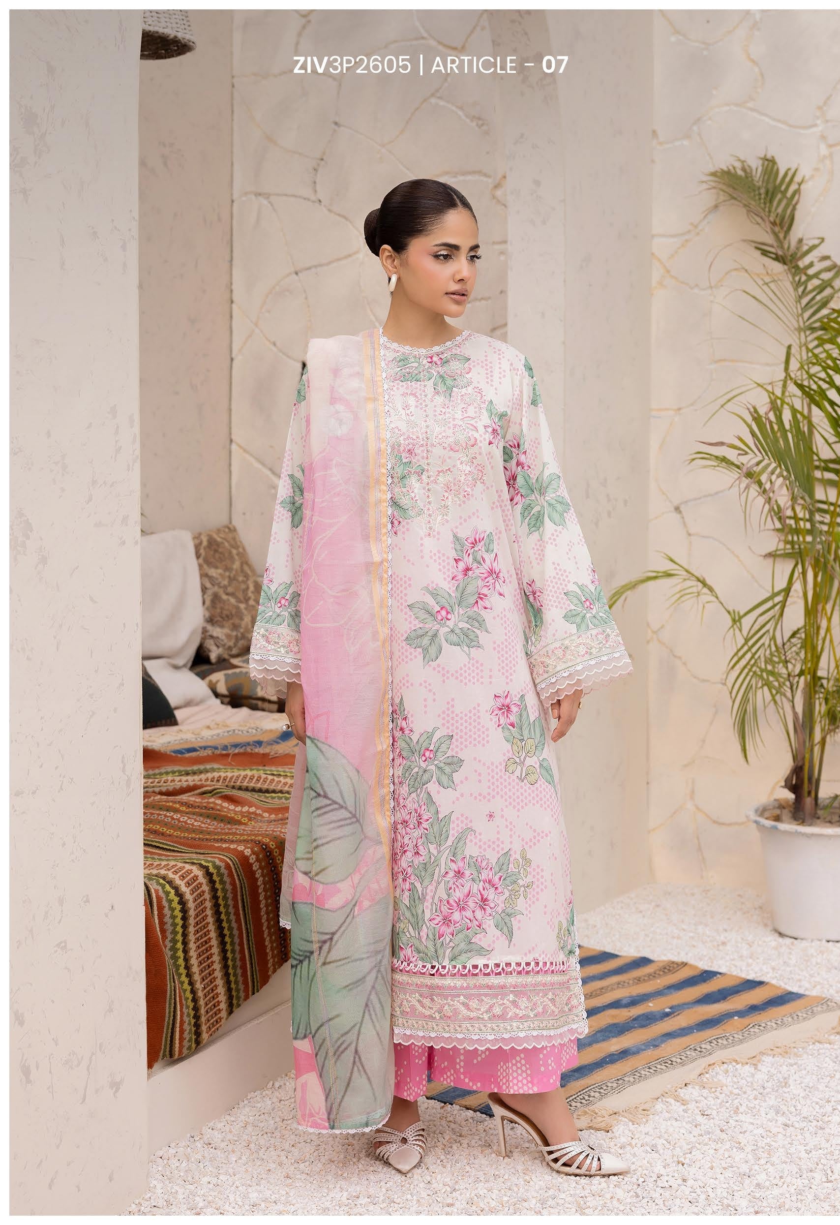 GULLJEE ZIVA | UNSTITCHED 3-PIECE | SHIRT TROUSER & DUPATTA SET