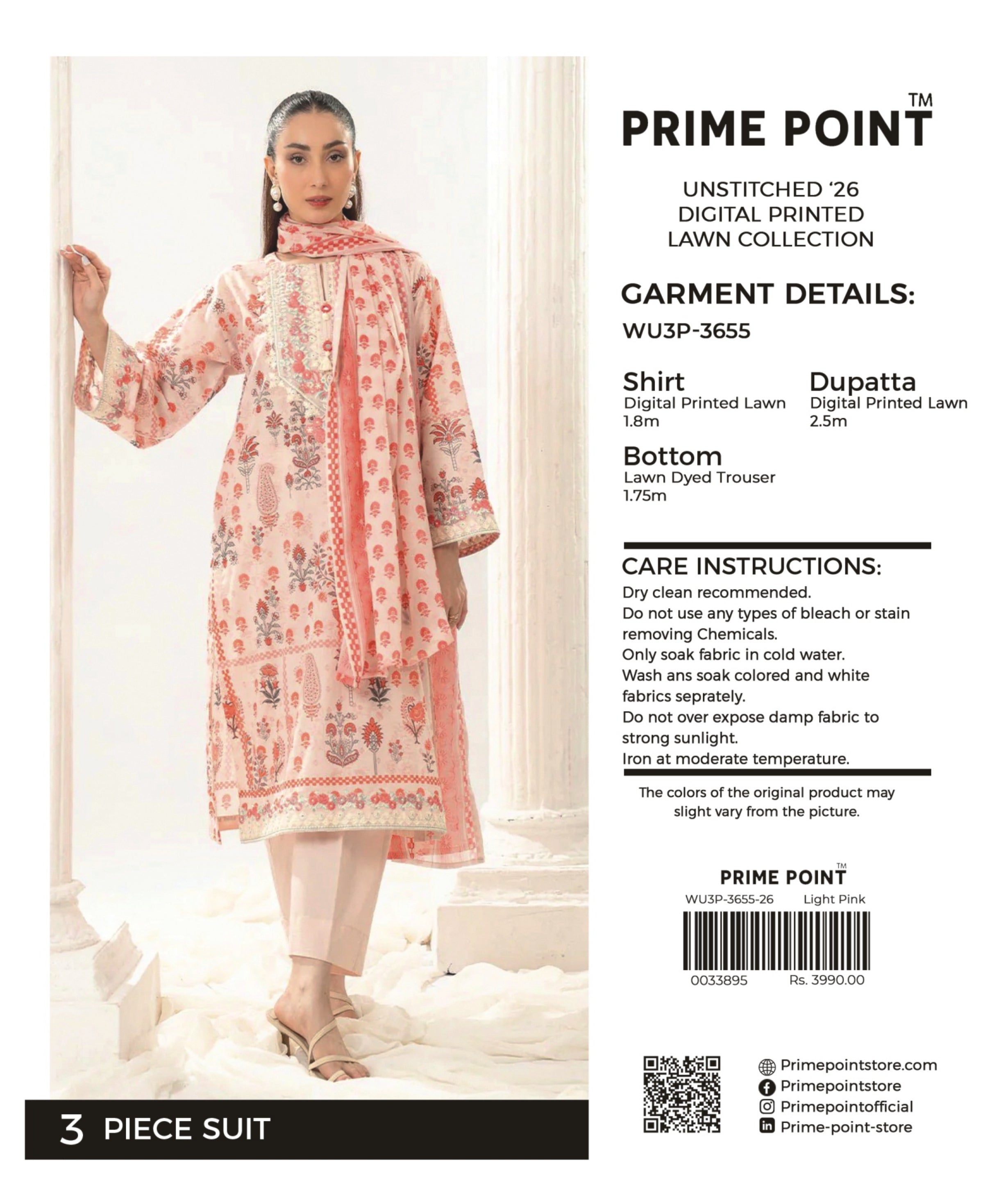 PRIME POINT | UNSTITCHED 3-PIECE | DIGITAL PRINTED LAWN SUIT
