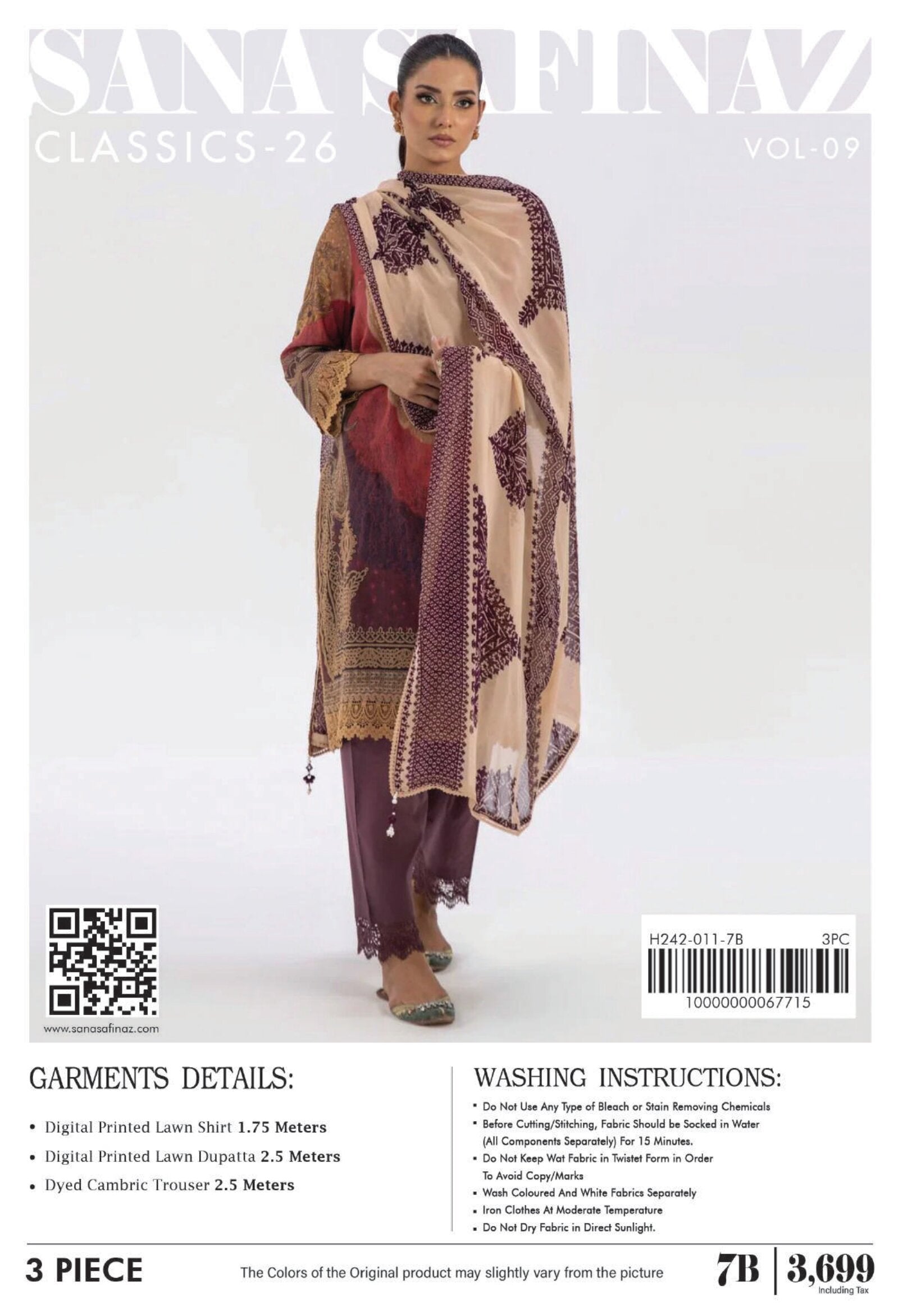 SANA SAFINAZ | UNSTITCHED 3-PIECE | PRINTED LAWN SUIT