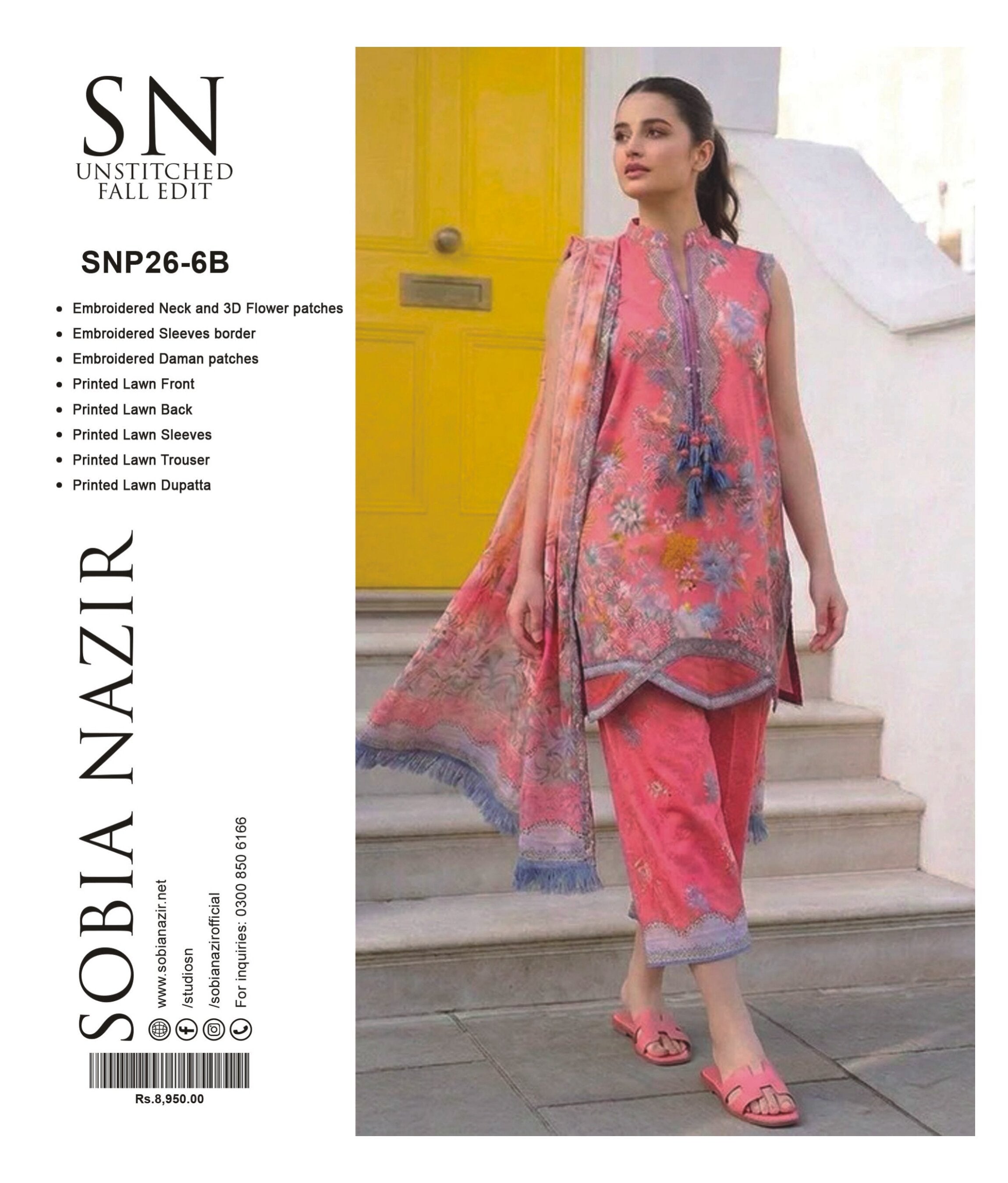 SOBIA NAZEER | 3-PIECE UNSTITCHED | EMBROIDERED PRINTED LAWN SUIT
