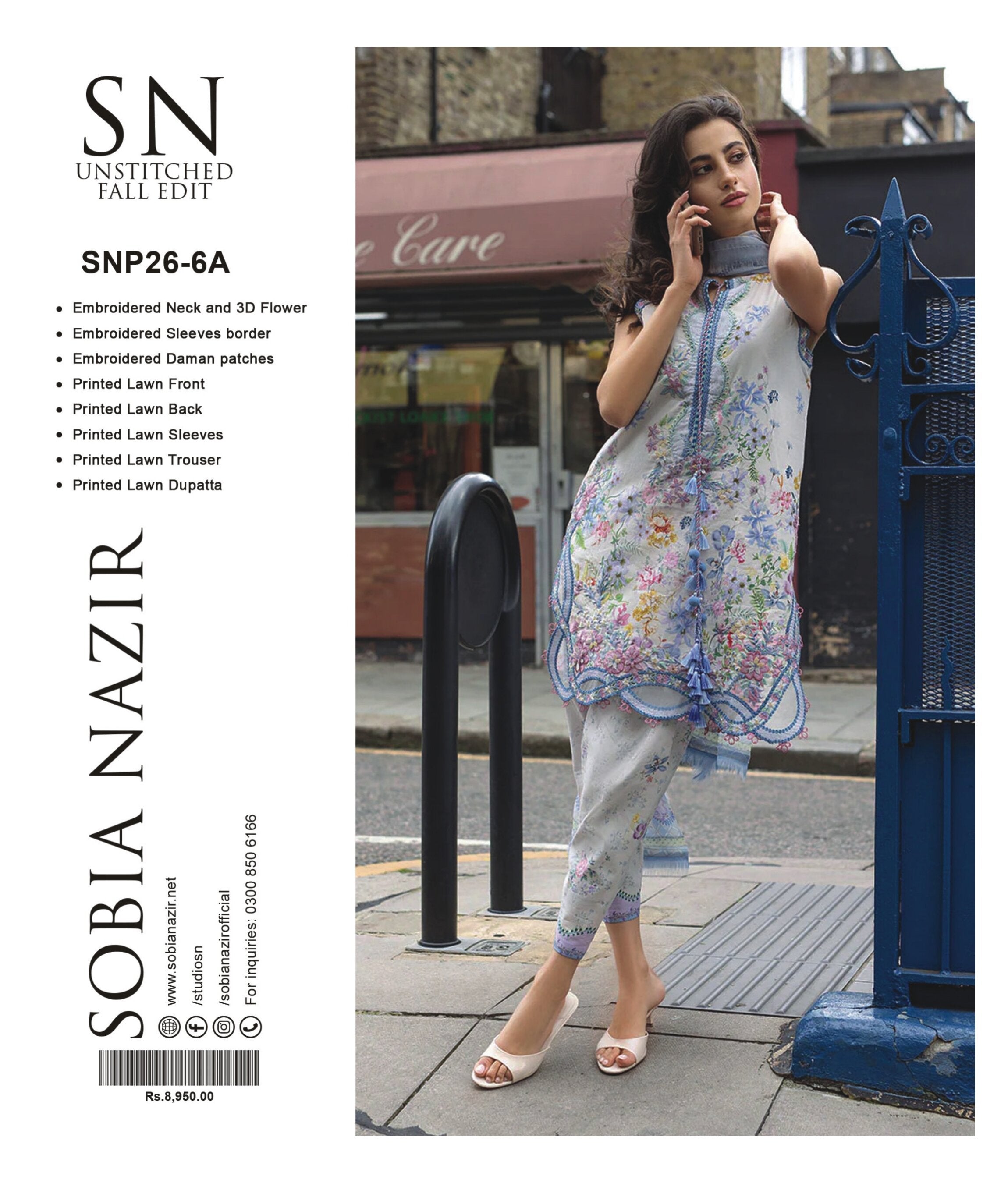 SOBIA NAZEER | 3-PIECE UNSTITCHED | EMBROIDERED PRINTED LAWN SUIT