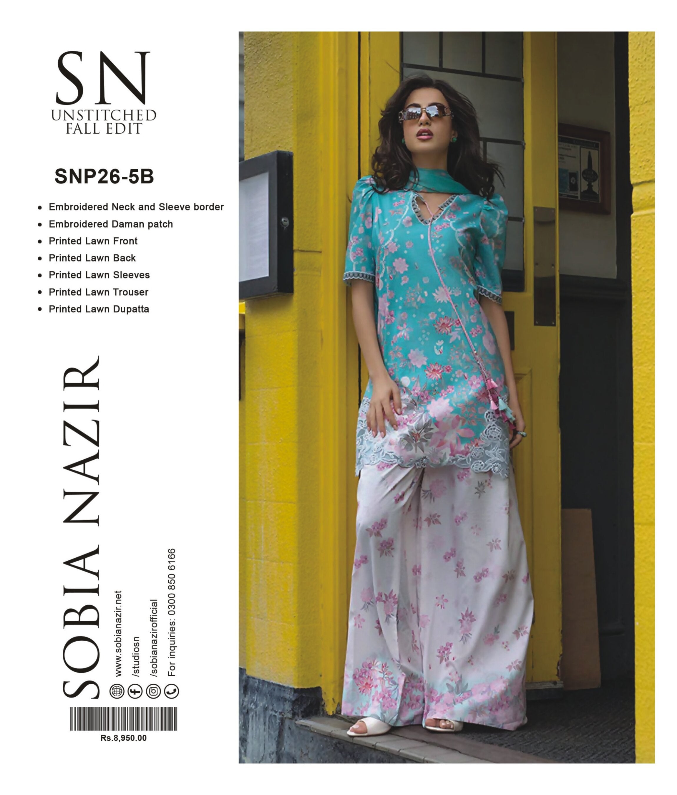 SOBIA NAZEER | 3-PIECE UNSTITCHED | EMBROIDERED PRINTED LAWN SUIT