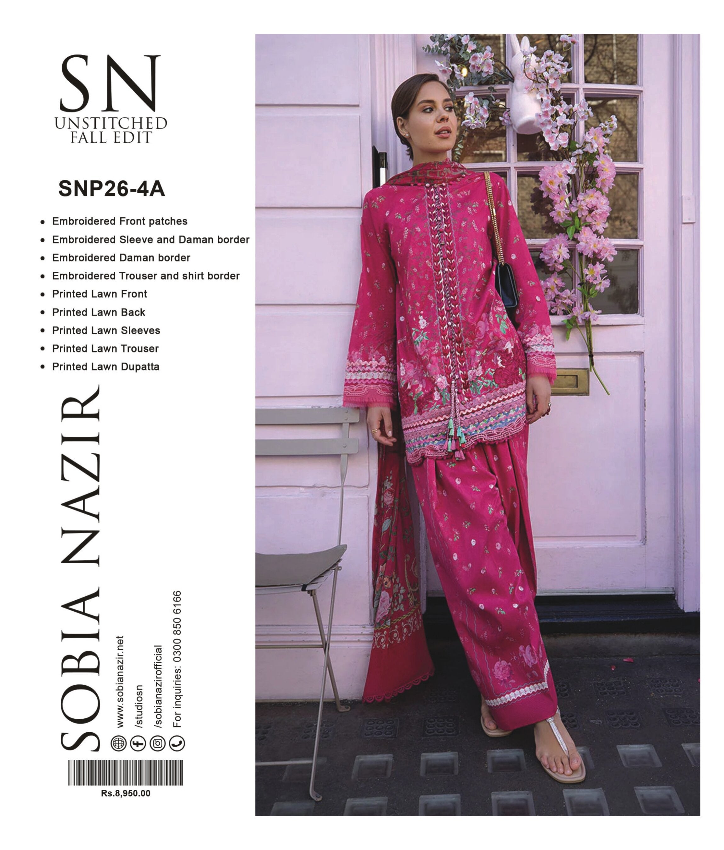 SOBIA NAZEER | 3-PIECE UNSTITCHED | EMBROIDERED PRINTED LAWN SUIT