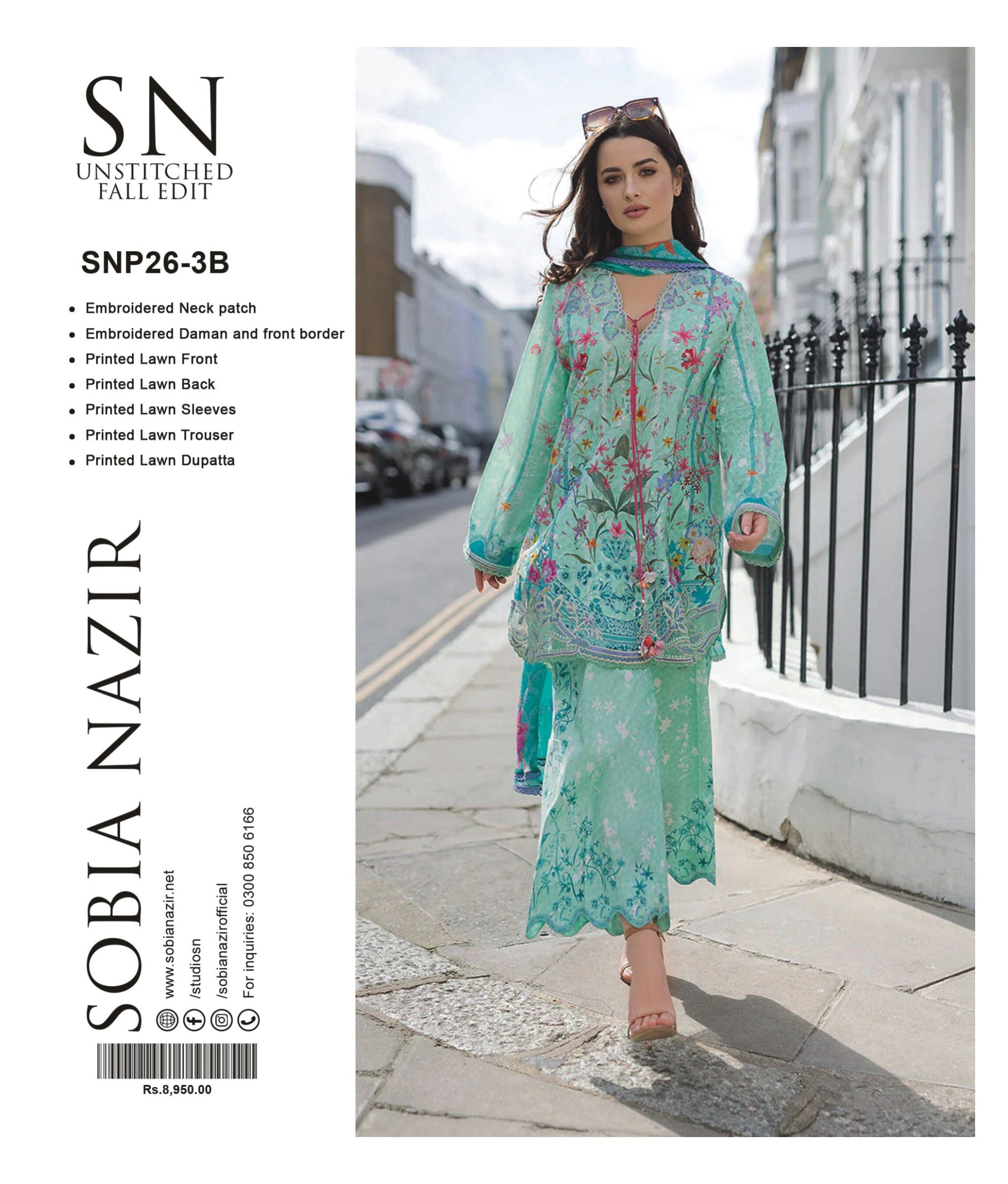 SOBIA NAZEER | 3-PIECE UNSTITCHED | EMBROIDERED PRINTED LAWN SUIT
