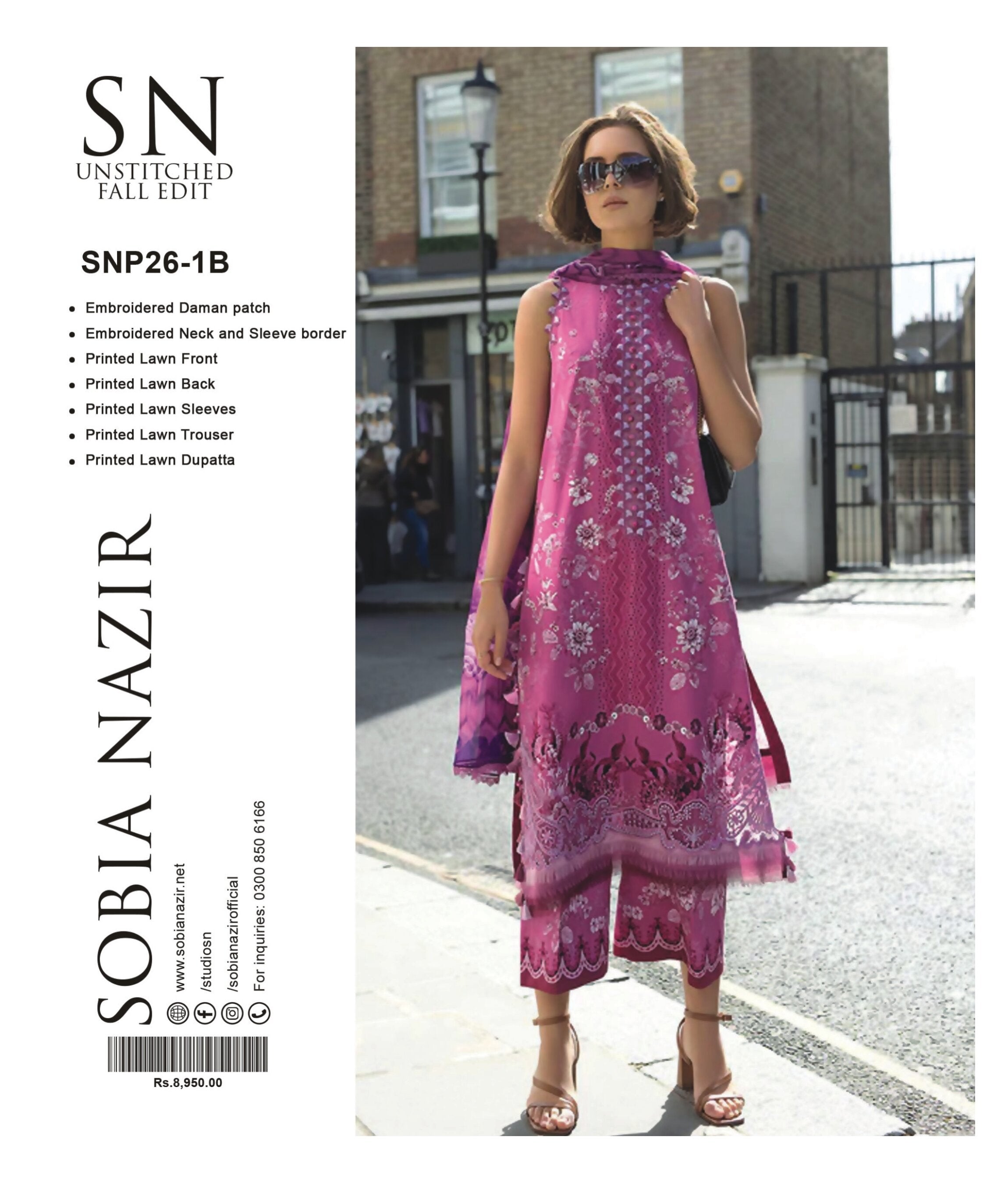 SOBIA NAZEER | 3-PIECE UNSTITCHED | EMBROIDERED PRINTED LAWN SUIT