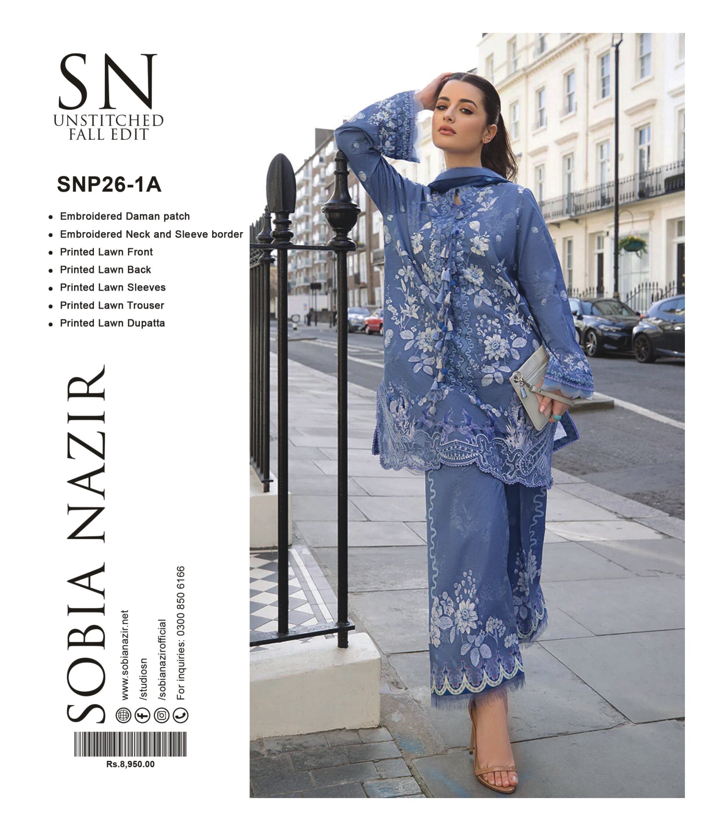 SOBIA NAZEER | 3-PIECE UNSTITCHED | EMBROIDERED PRINTED LAWN SUIT