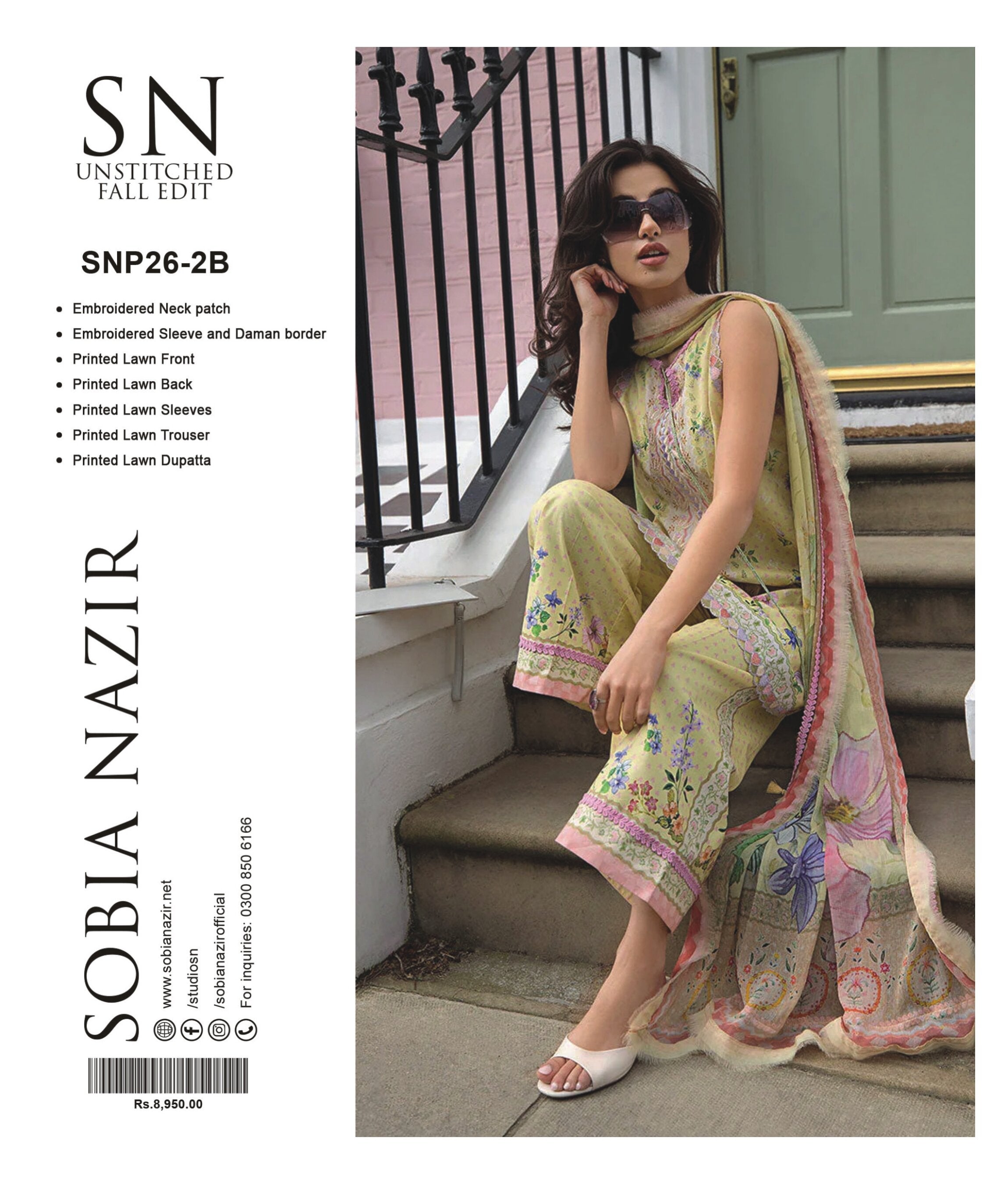 SOBIA NAZEER | 3-PIECE UNSTITCHED | EMBROIDERED PRINTED LAWN SUIT