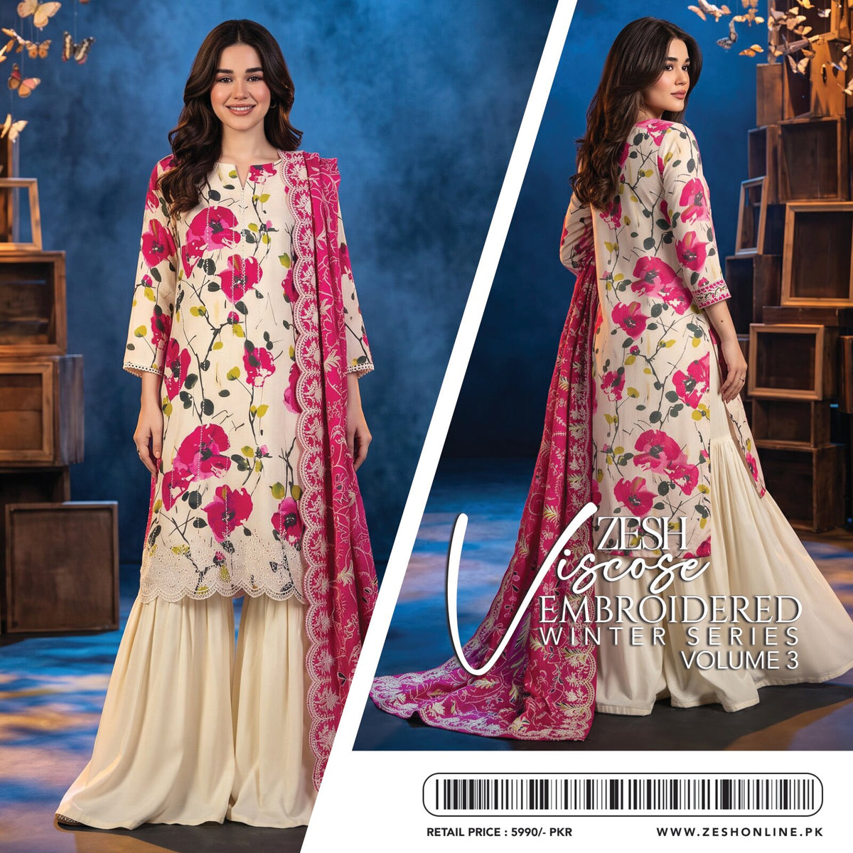 ZESH | LILEN VISCOSE EMBROIDERED 3-PIECE SUIT | WINTER SERIES VOL. 3