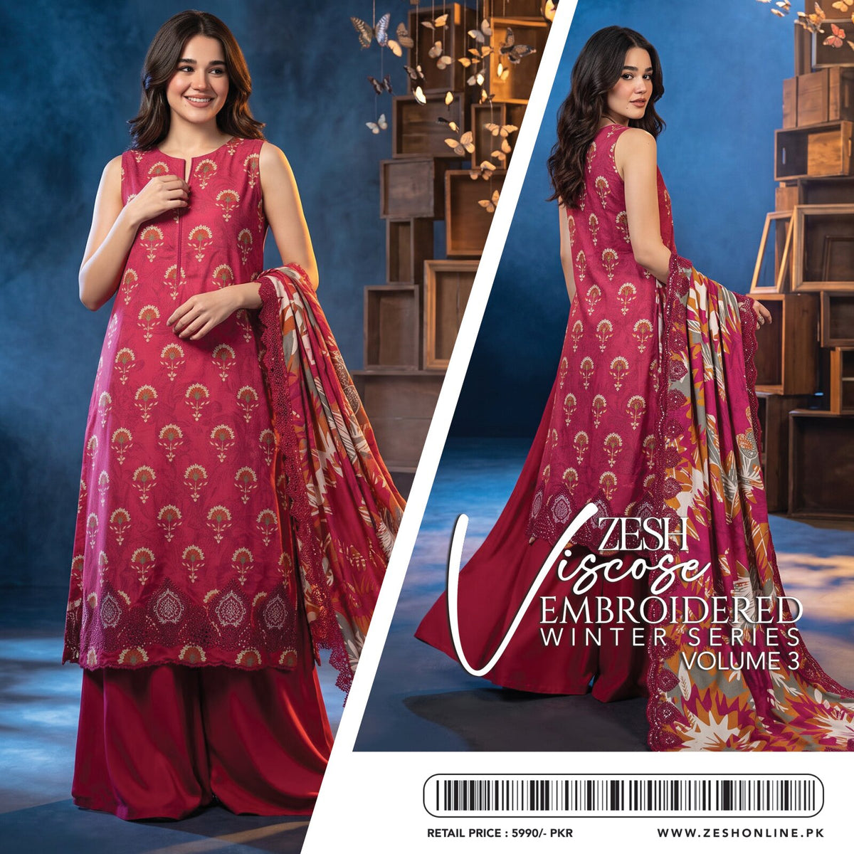 ZESH | LILEN VISCOSE EMBROIDERED 3-PIECE SUIT | WINTER SERIES VOL. 3