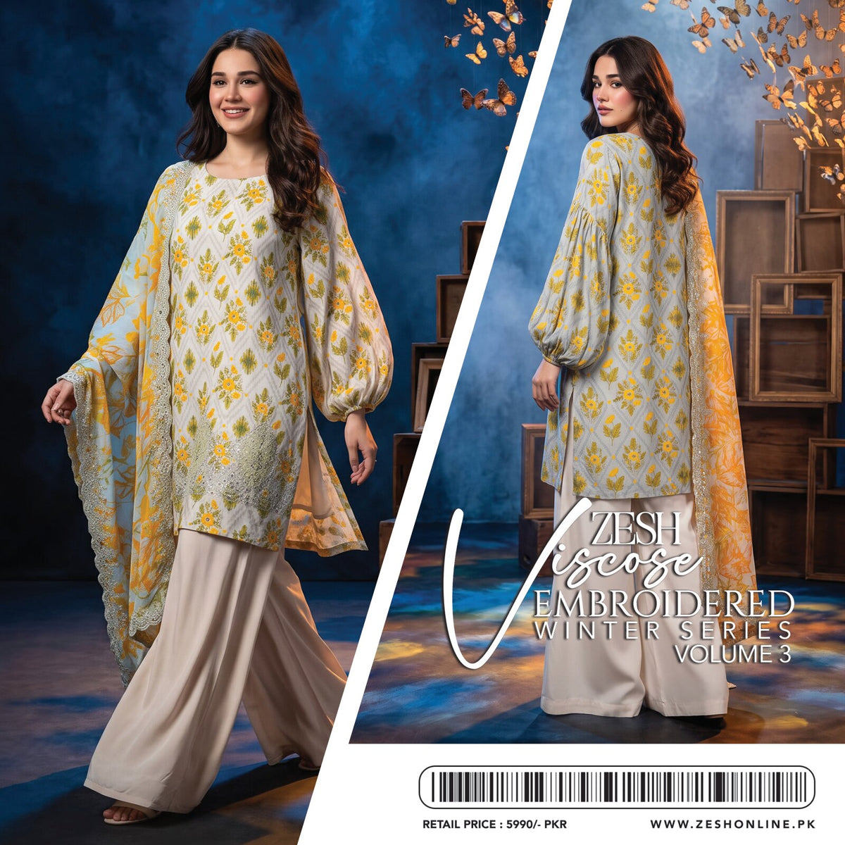 ZESH | LILEN VISCOSE EMBROIDERED 3-PIECE SUIT | WINTER SERIES VOL. 3