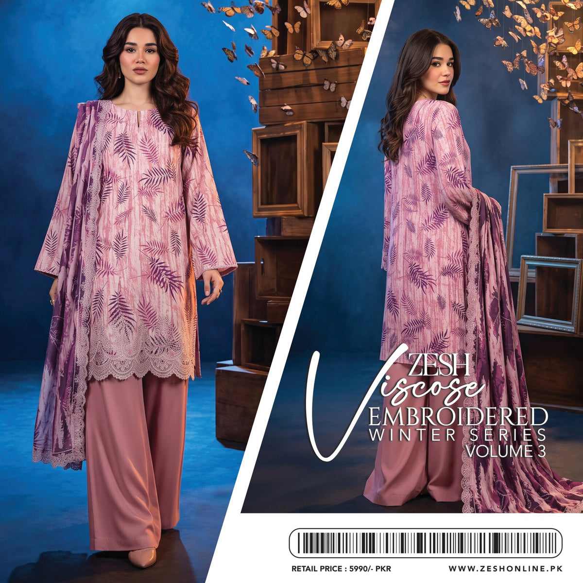 ZESH | LILEN VISCOSE EMBROIDERED 3-PIECE SUIT | WINTER SERIES VOL. 3