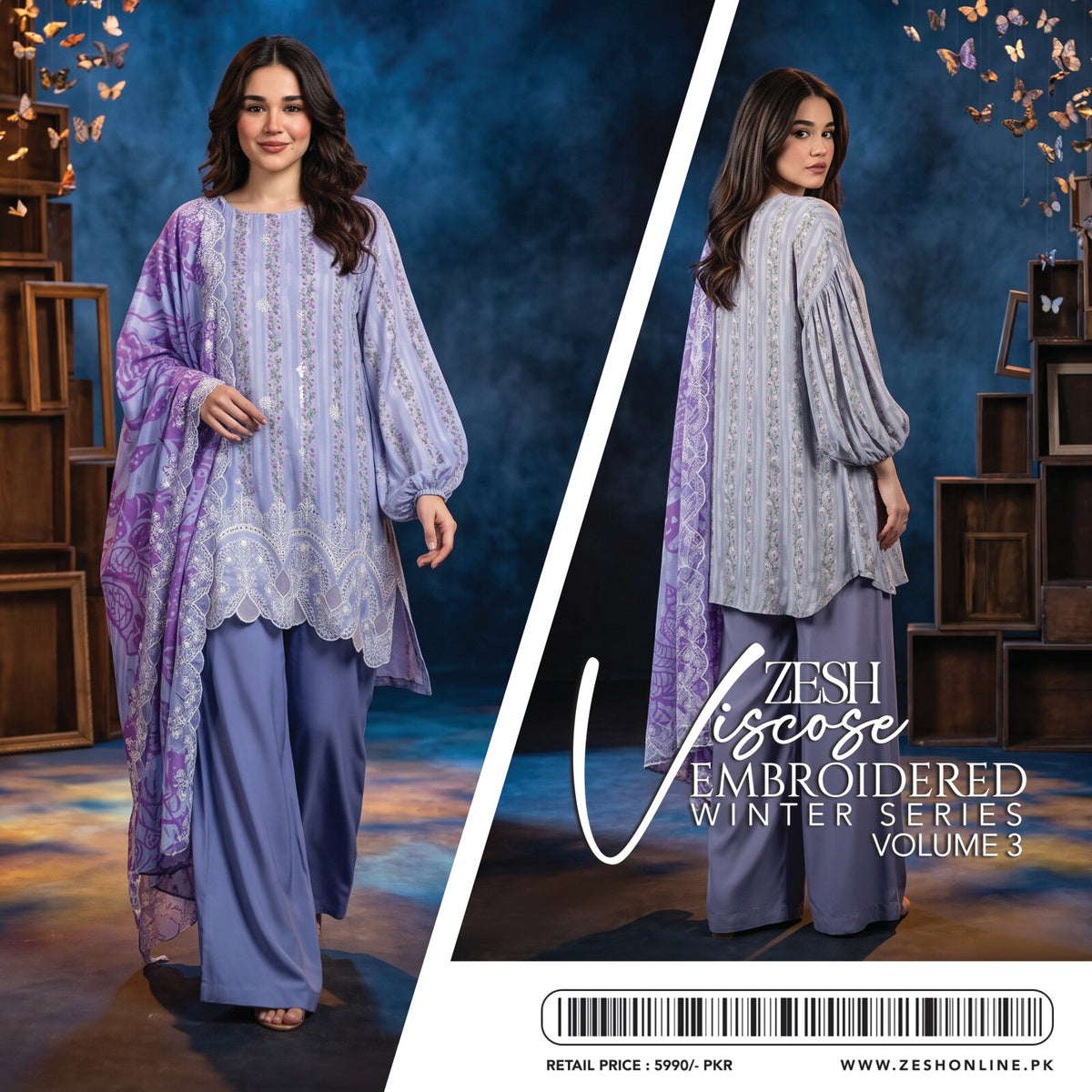 ZESH | LILEN VISCOSE EMBROIDERED 3-PIECE SUIT | WINTER SERIES VOL. 3