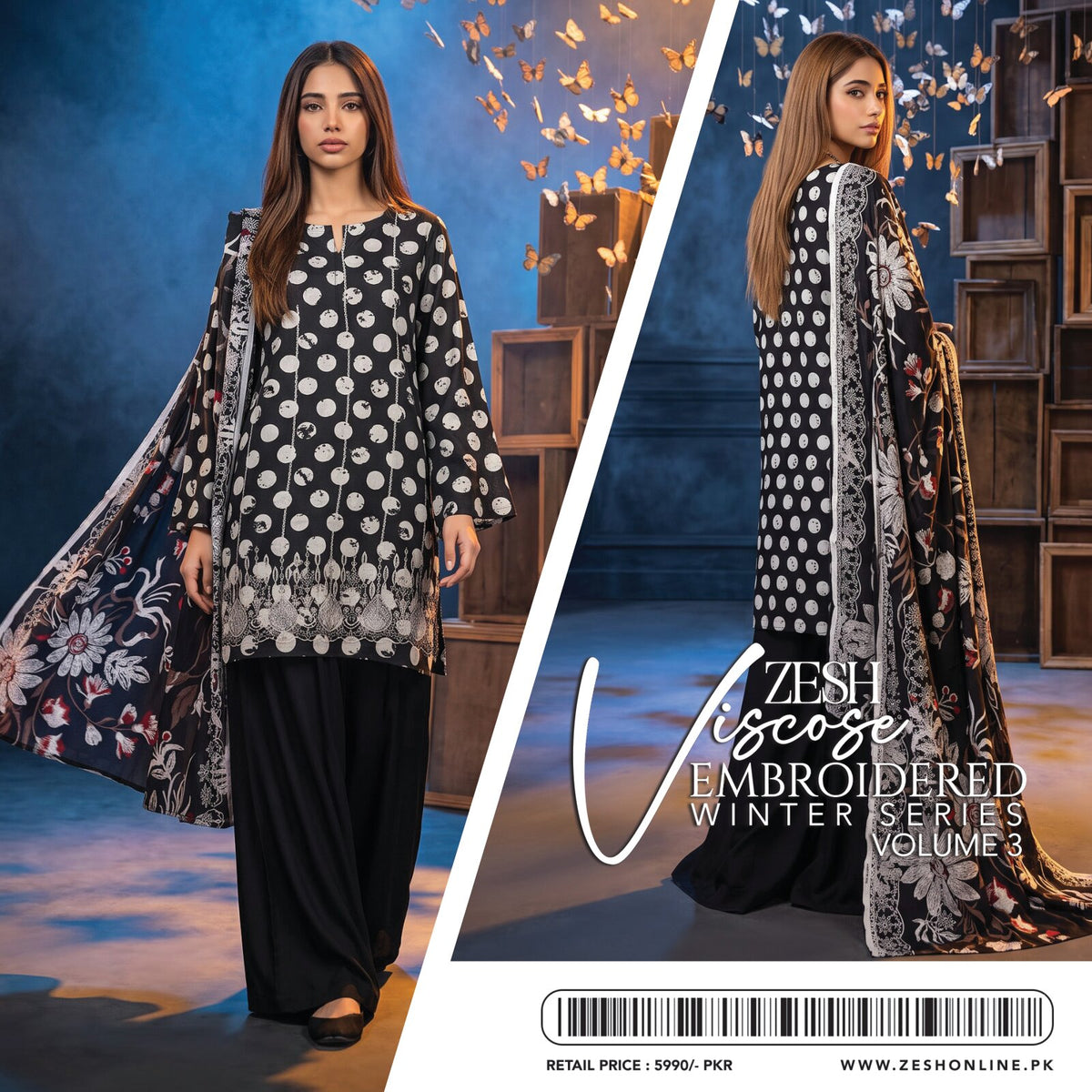ZESH | LILEN VISCOSE EMBROIDERED 3-PIECE SUIT | WINTER SERIES VOL. 3