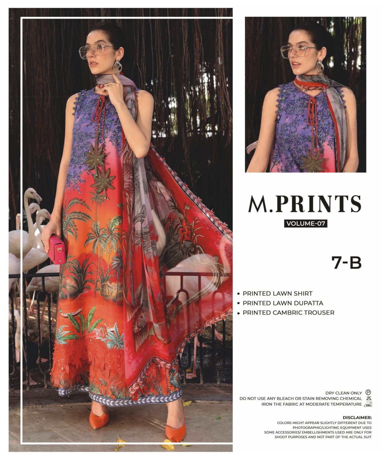 M.PRINTS | 7-B | UNSTITCHED 3-PIECE PRINTED LAWN SUIT