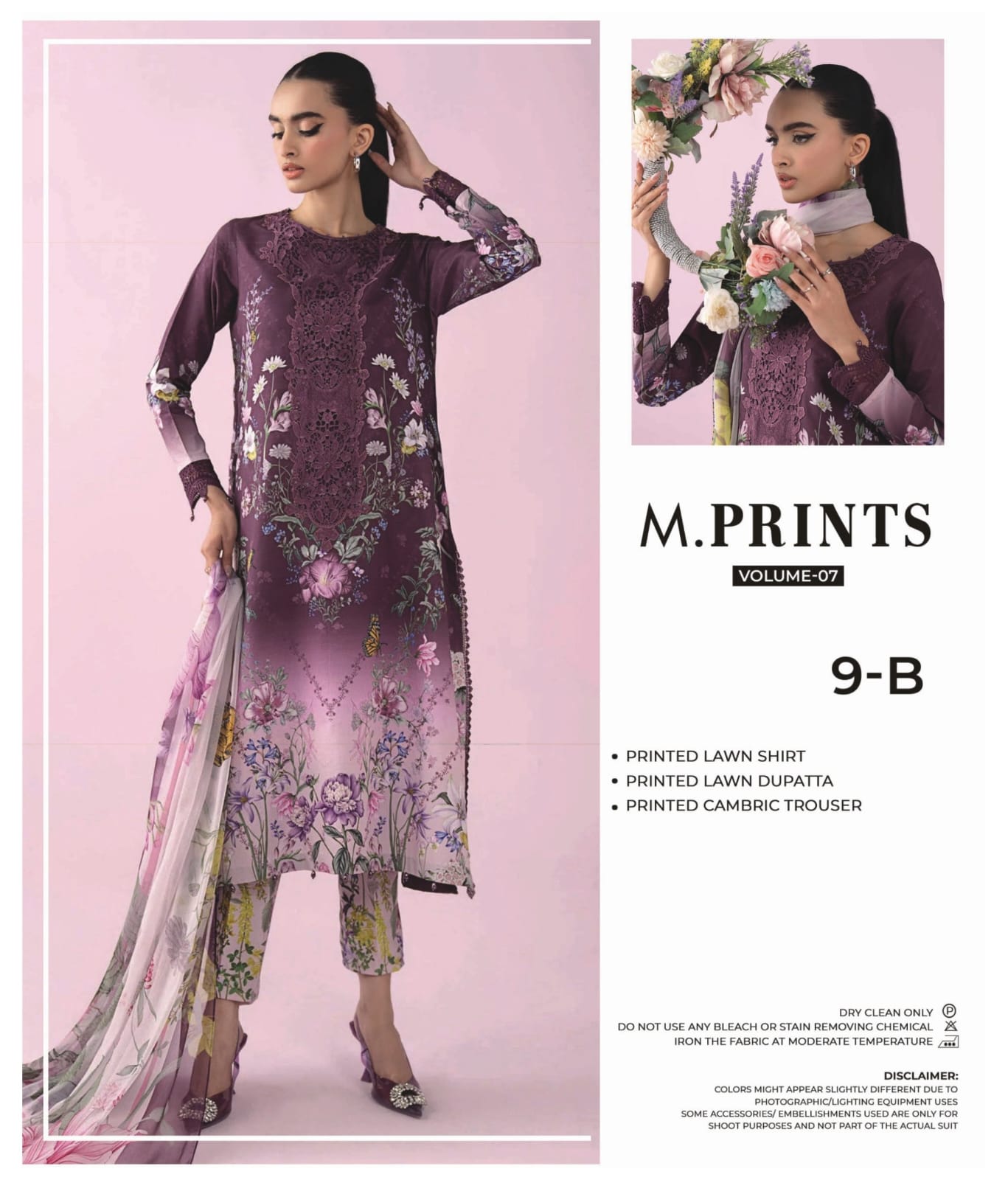 M.PRINTS | 9-B | UNSTITCHED 3-PIECE PRINTED LAWN SUIT