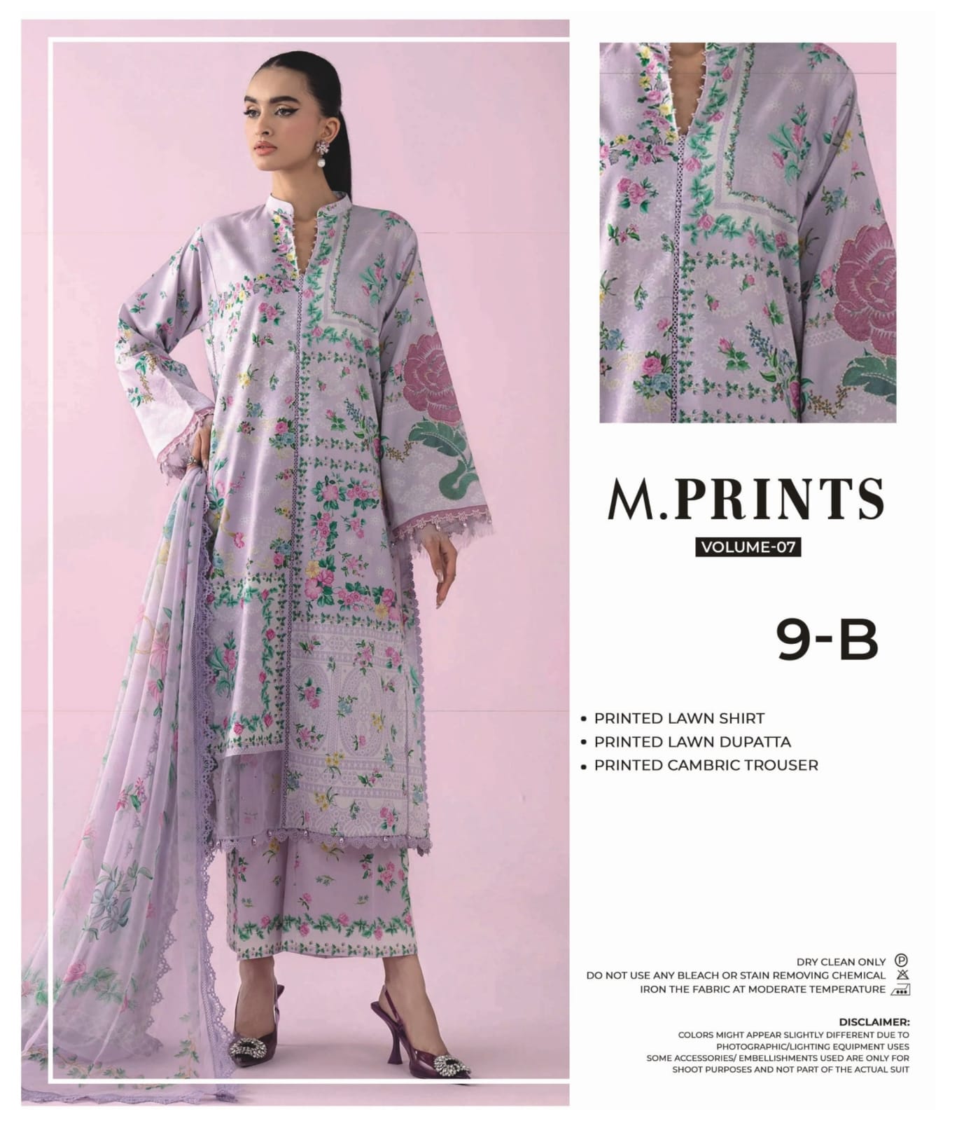 M.PRINTS | 9-B | UNSTITCHED 3-PIECE PRINTED LAWN SUIT