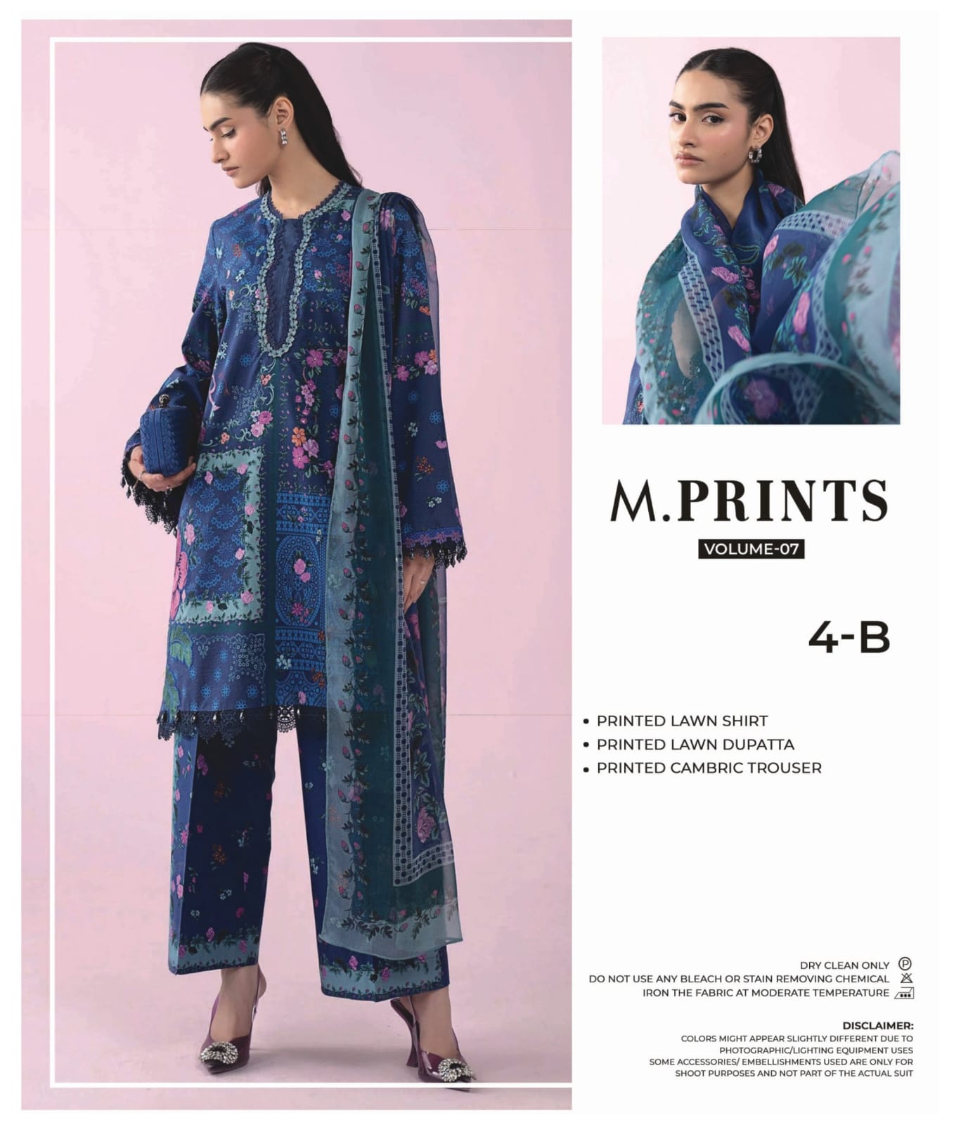 M.PRINTS | 4-B | UNSTITCHED 3-PIECE PRINTED LAWN SUIT