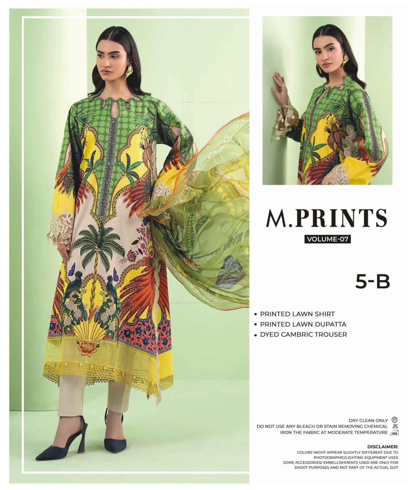 M.PRINTS | 5-B | UNSTITCHED 3-PIECE PRINTED LAWN SUIT