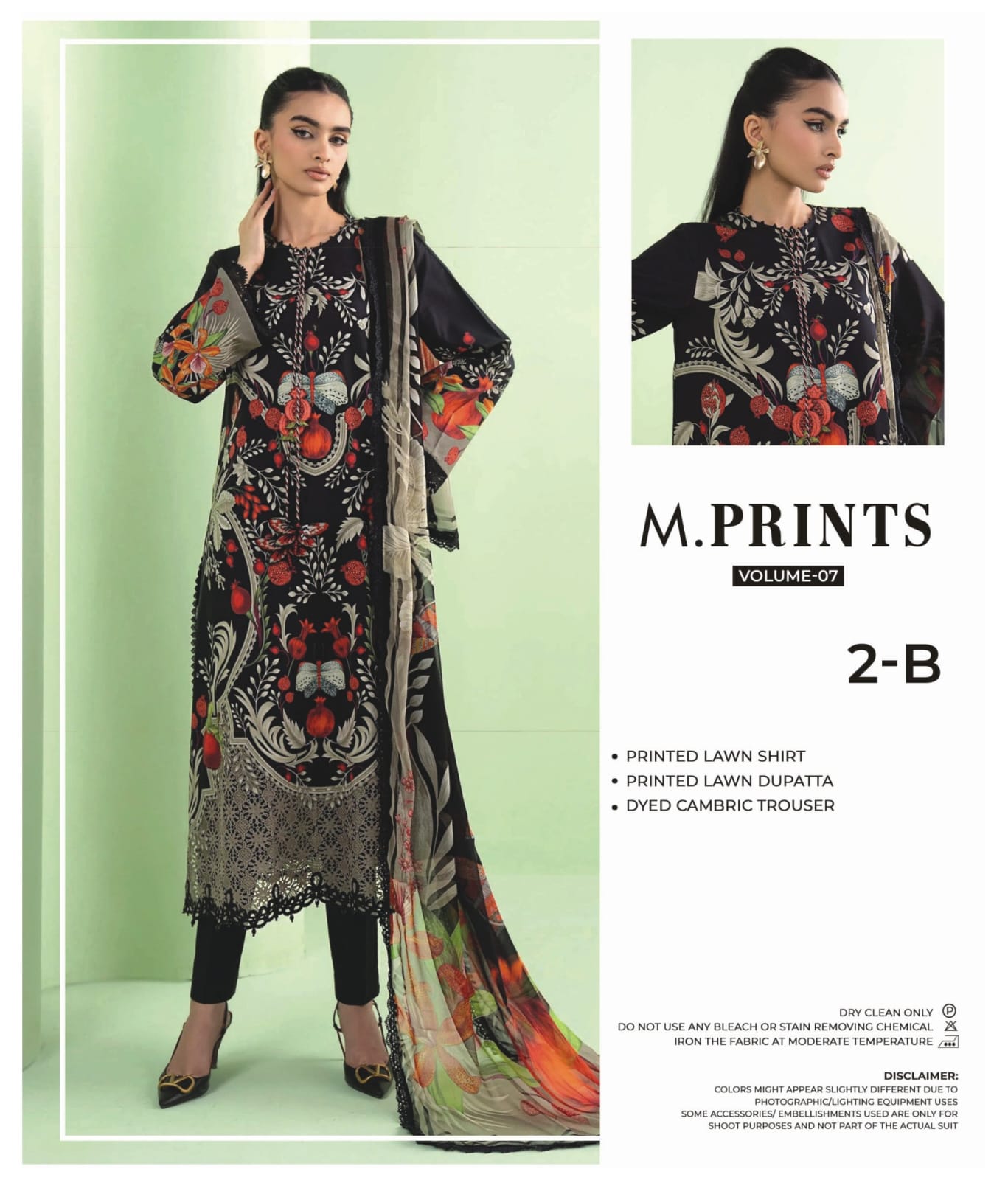 M.PRINTS | 2-B | UNSTITCHED 3-PIECE PRINTED LAWN SUIT
