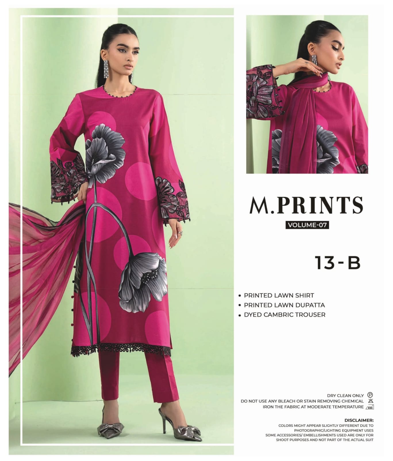M.PRINTS | 13-B | UNSTITCHED 3-PIECE PRINTED LAWN SUIT