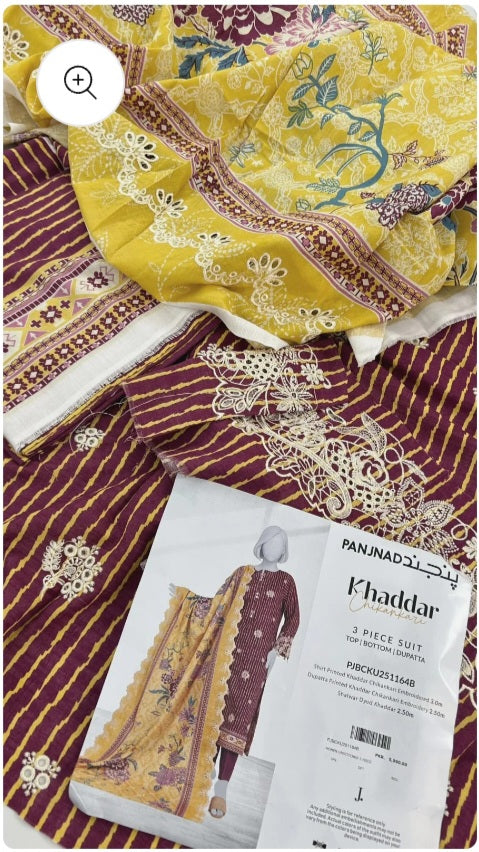 J. | PANJJAD KHADDAR 3-PIECE UNSTITCHED SUIT
