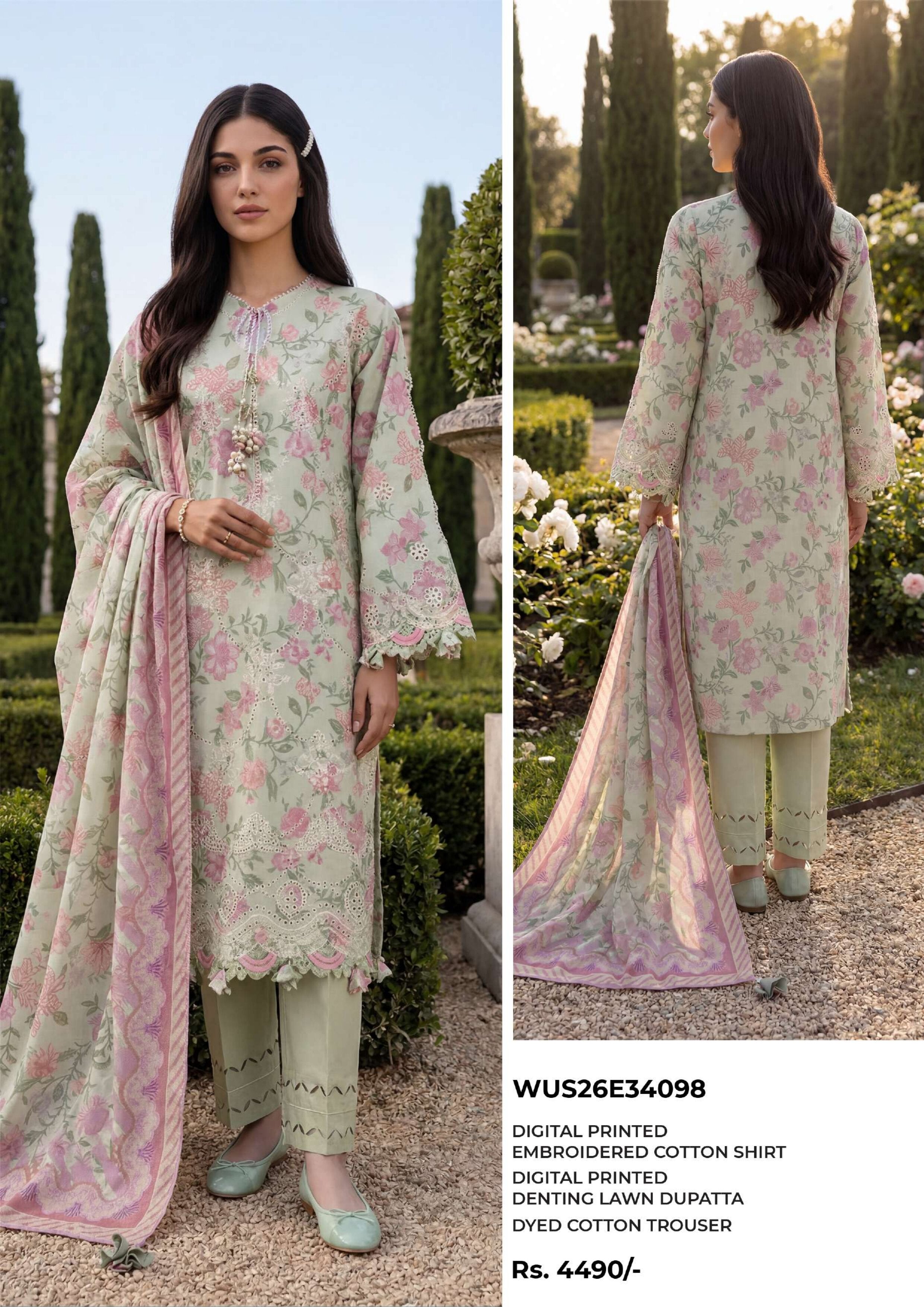ZELLBURY | UNSTITCHED 3-PIECE | EMBROIDERED LAWN SUIT