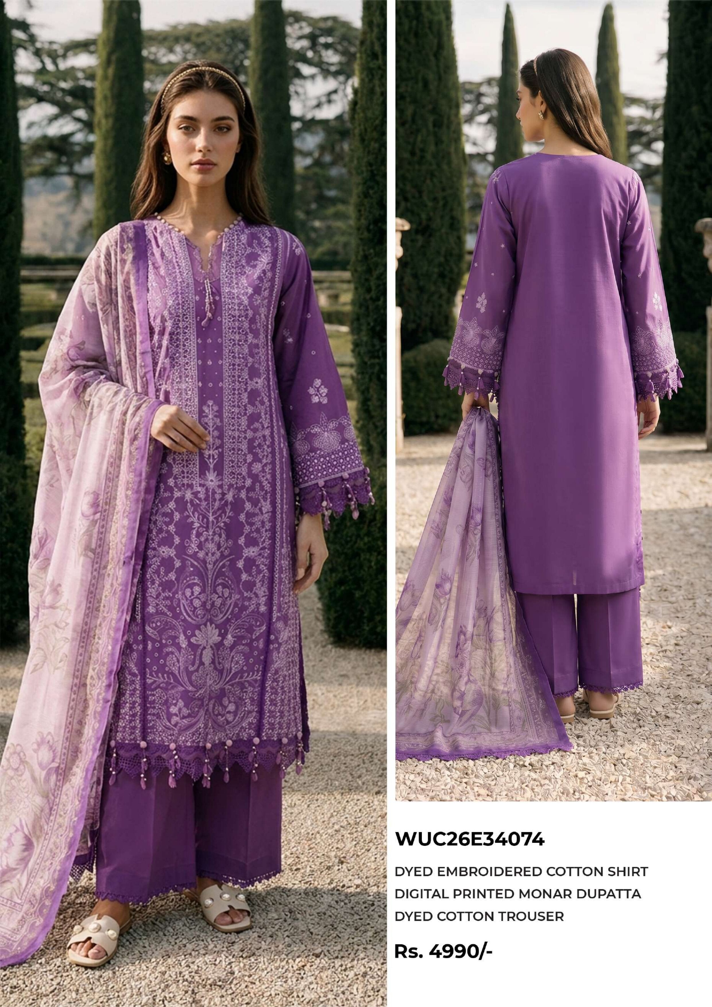ZELLBURY | UNSTITCHED 3-PIECE | EMBROIDERED LAWN SUIT