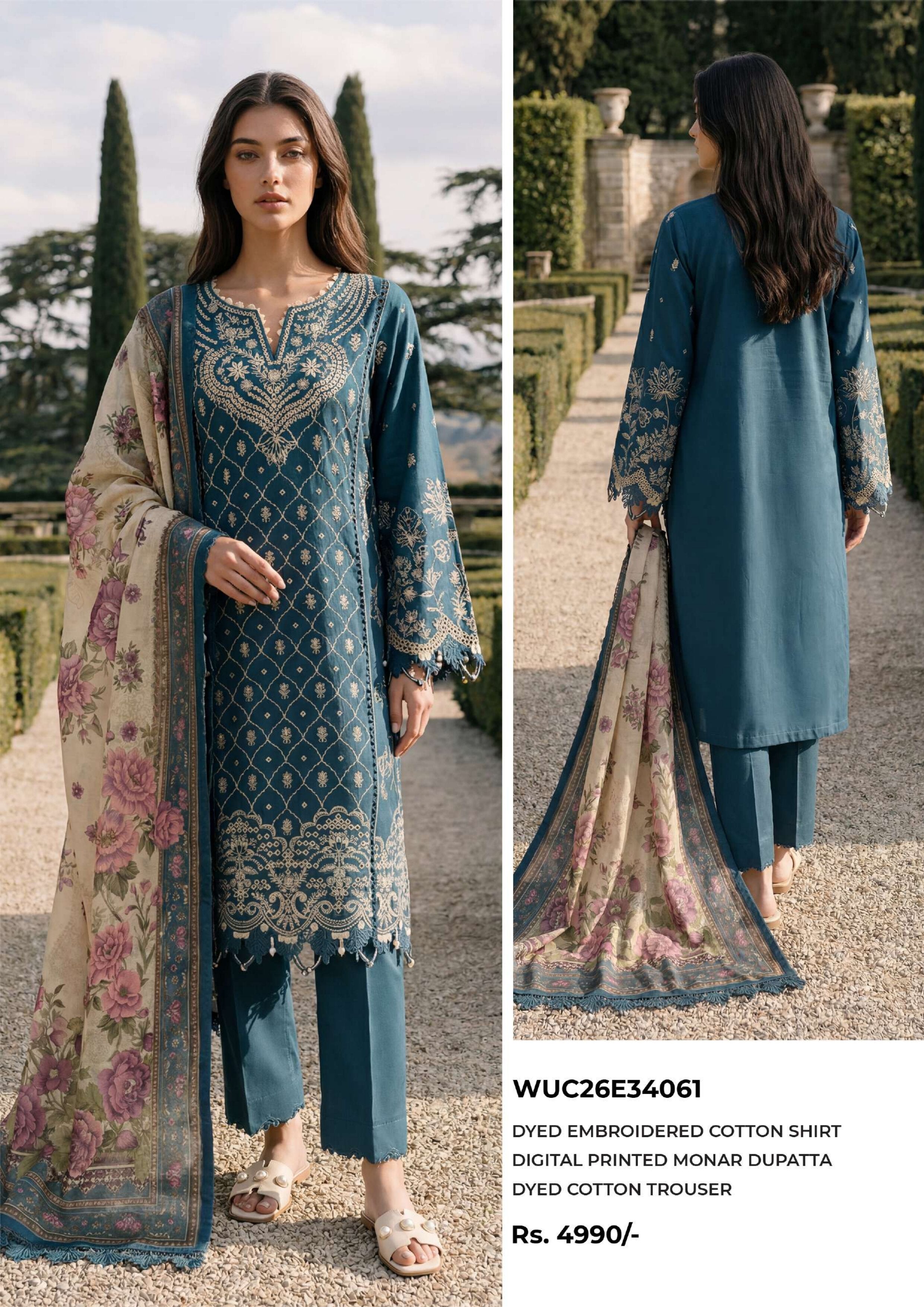 ZELLBURY | UNSTITCHED 3-PIECE | EMBROIDERED LAWN SUIT
