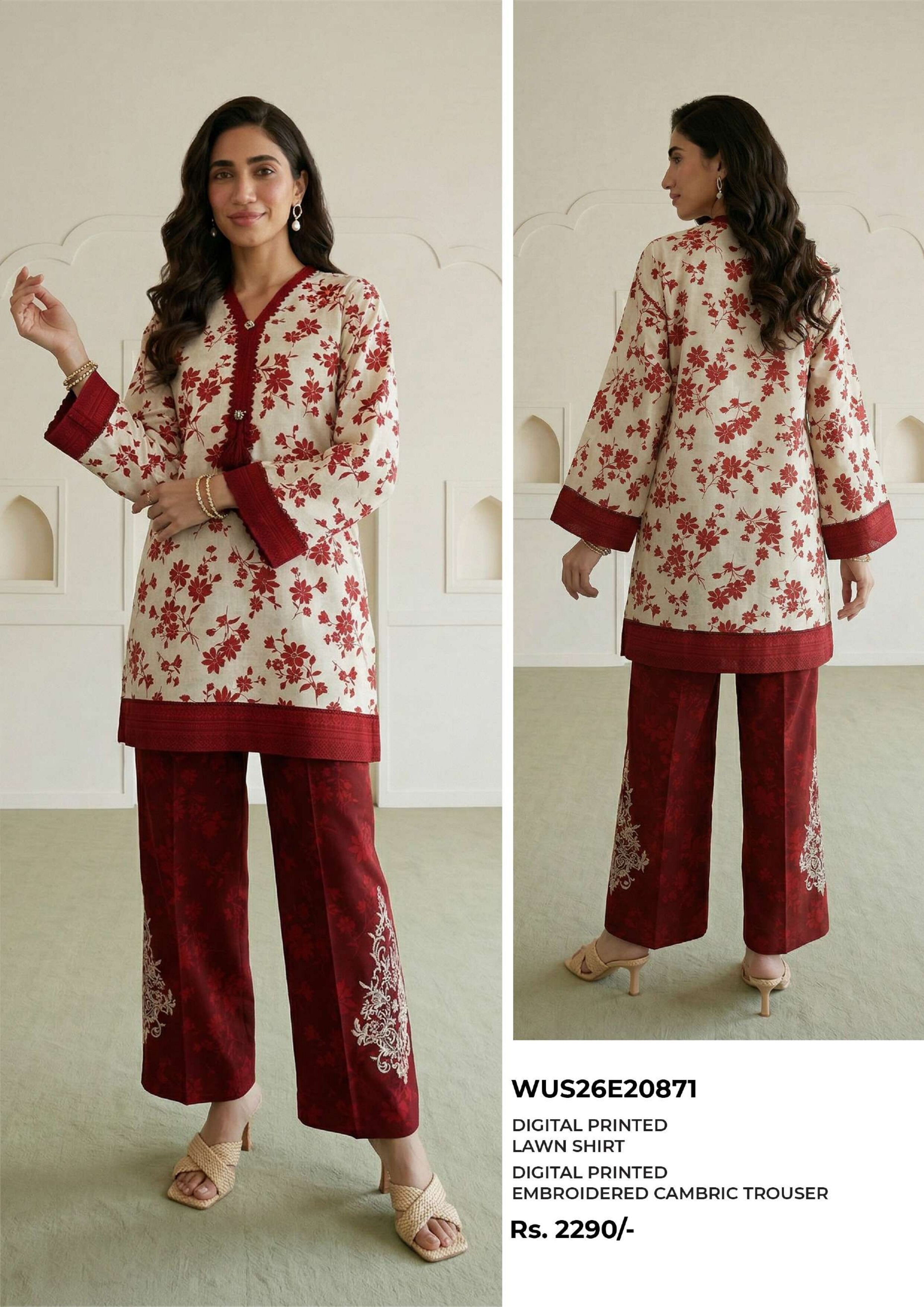 ZELLBURY | UNSTITCHED 2-PIECE | EMBROIDERED LAWN SUIT