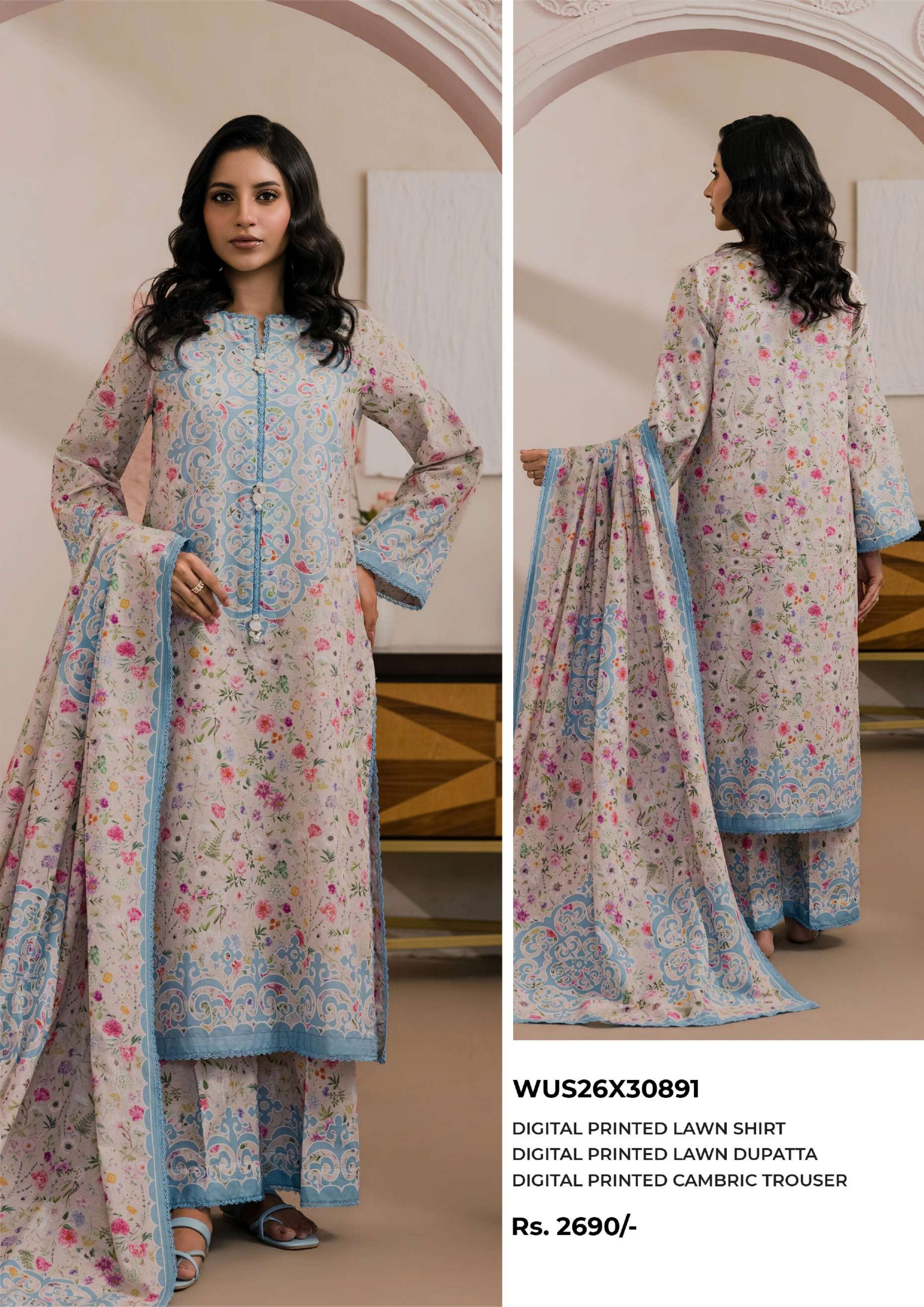 ZELLBURY | UNSTITCHED 3-PIECE | LAWN SUIT
