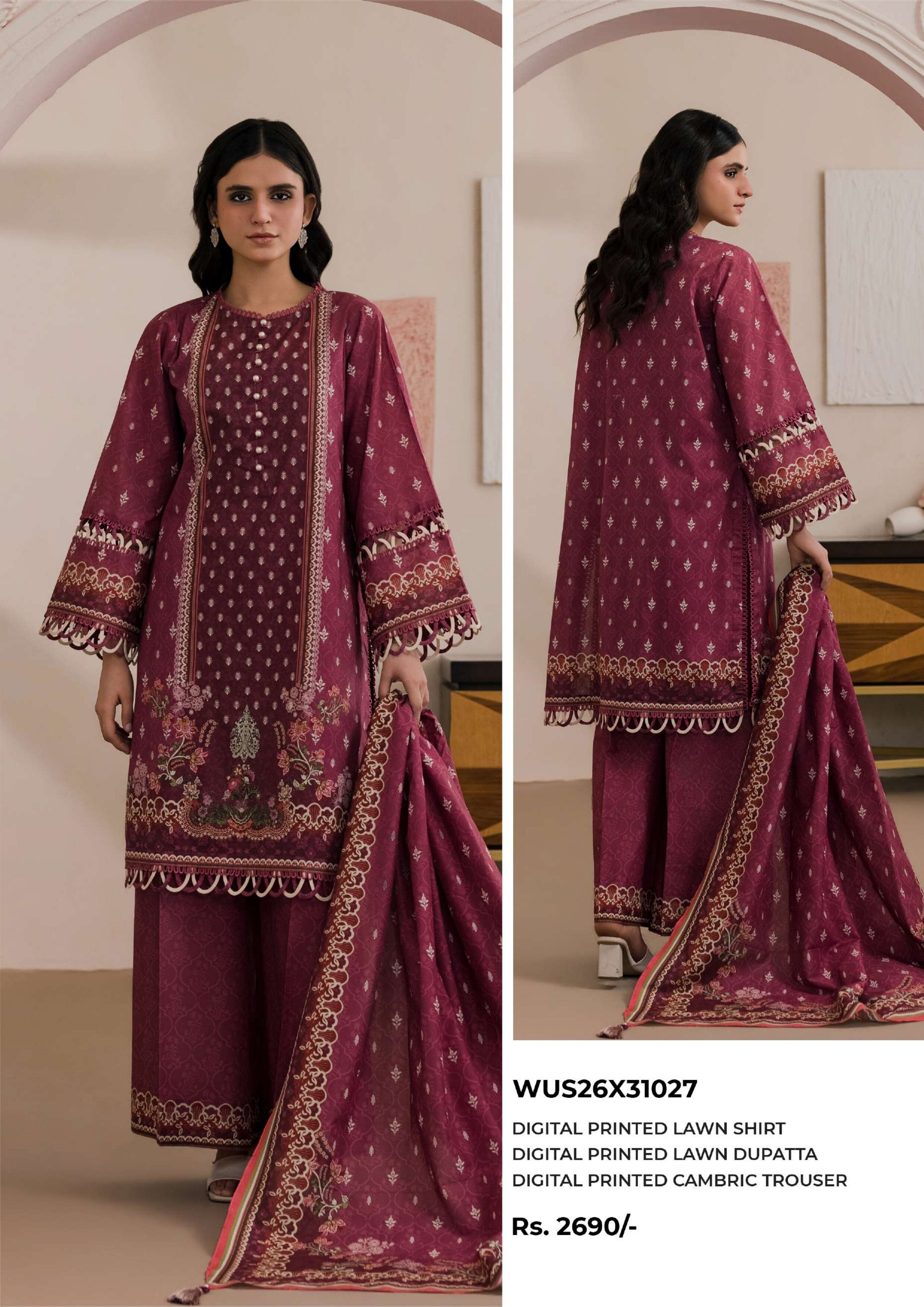 ZELLBURY | UNSTITCHED 3-PIECE | PRINTED LAWN SUIT
