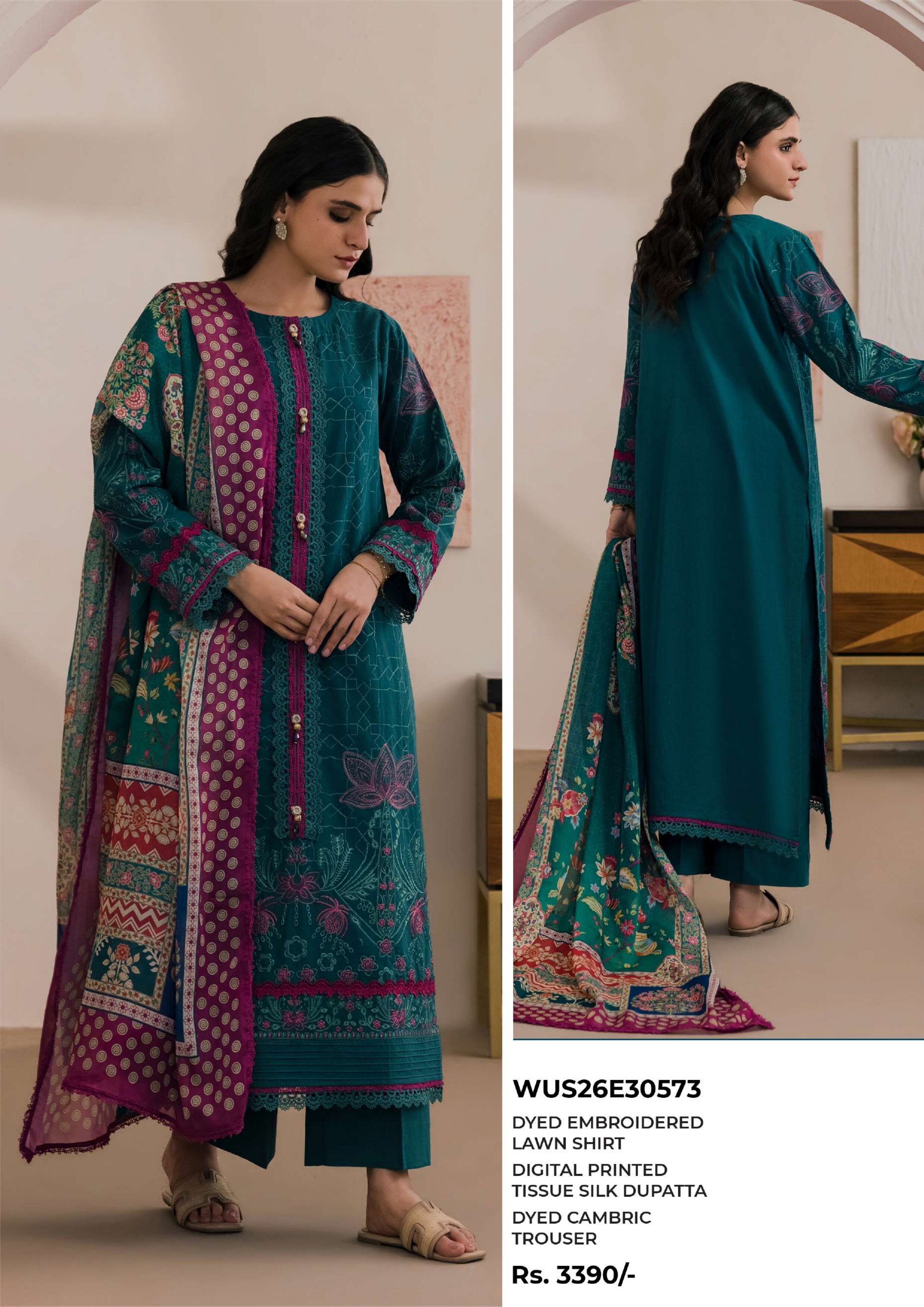 ZELLBURY | UNSTITCHED 3-PIECE | EMBROIDERED LAWN SUIT