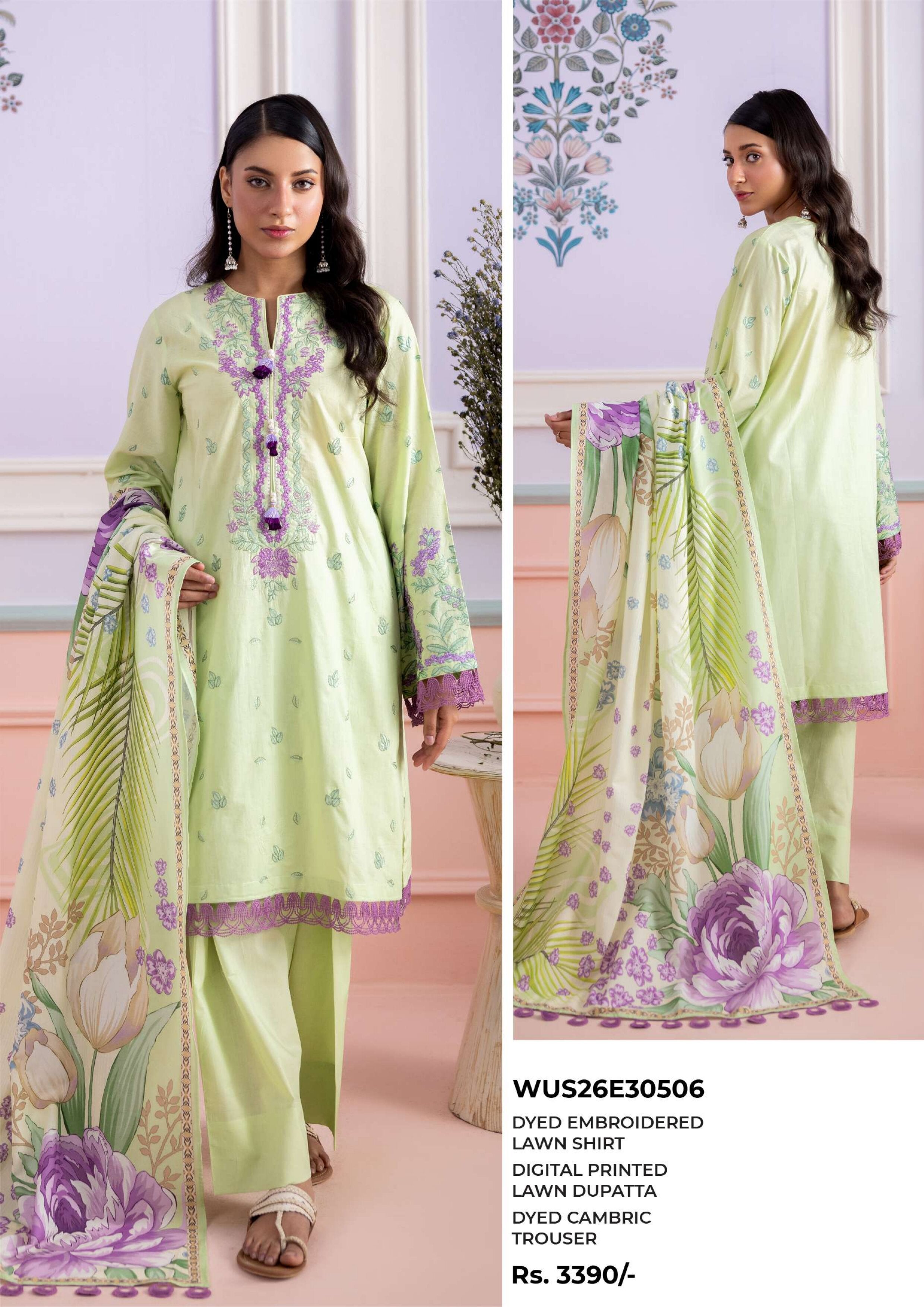 ZELLBURY | UNSTITCHED 3-PIECE | EMBROIDERED LAWN SUIT