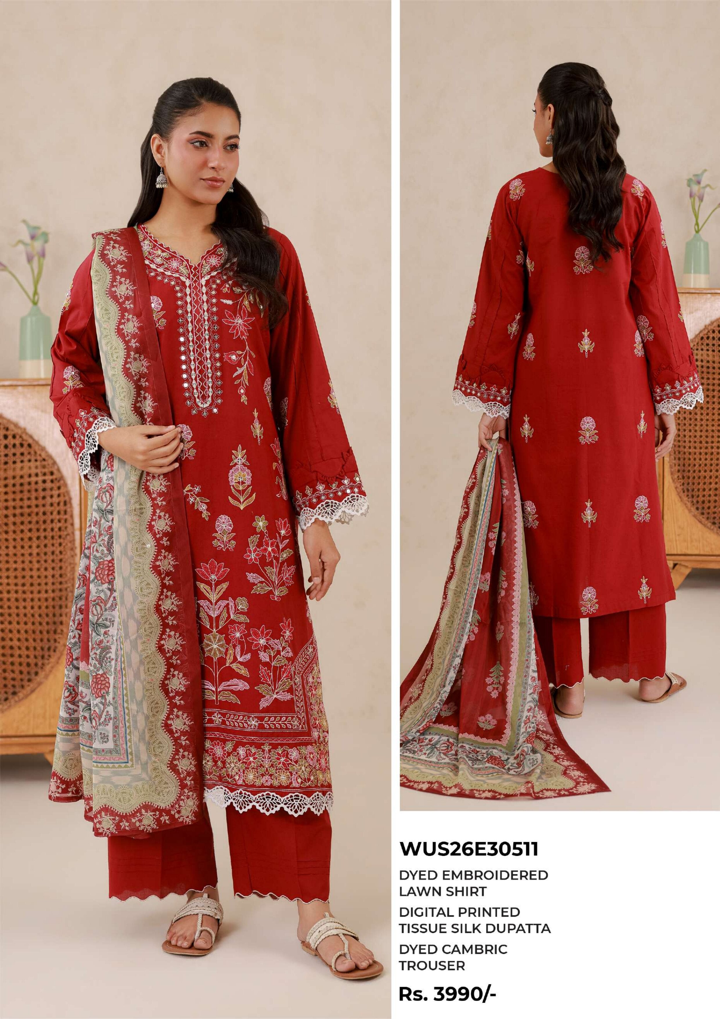 ZELLBURY | UNSTITCHED 3-PIECE | EMBROIDERED LAWN SUIT