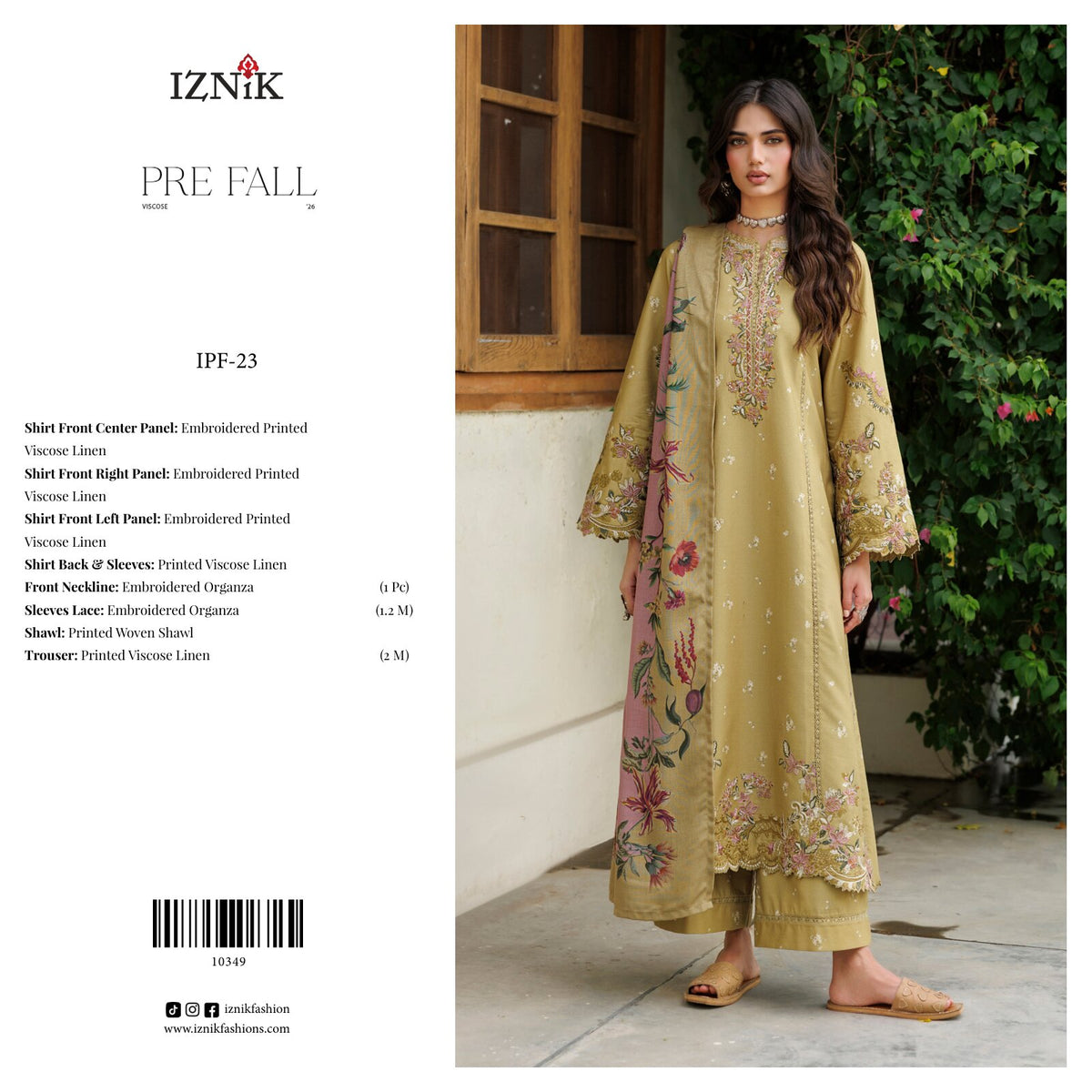 IZNIK | EMBROIDERED VISCOSE 3-PIECE SUIT