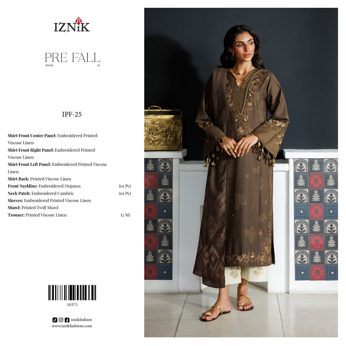 IZNIK | EMBROIDERED VISCOSE 3-PIECE SUIT
