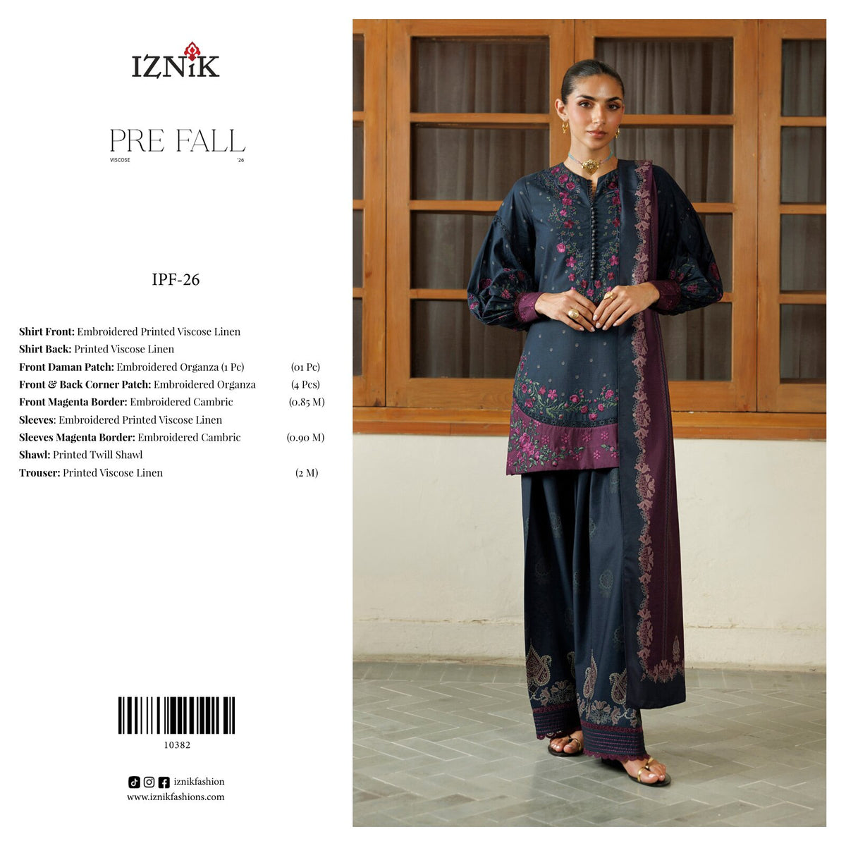 IZNIK | EMBROIDERED VISCOSE 3-PIECE SUIT