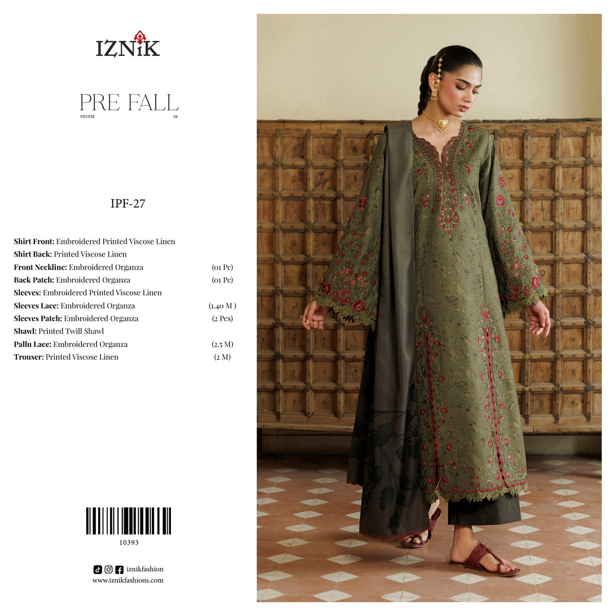 IZNIK | EMBROIDERED VISCOSE 3-PIECE SUIT