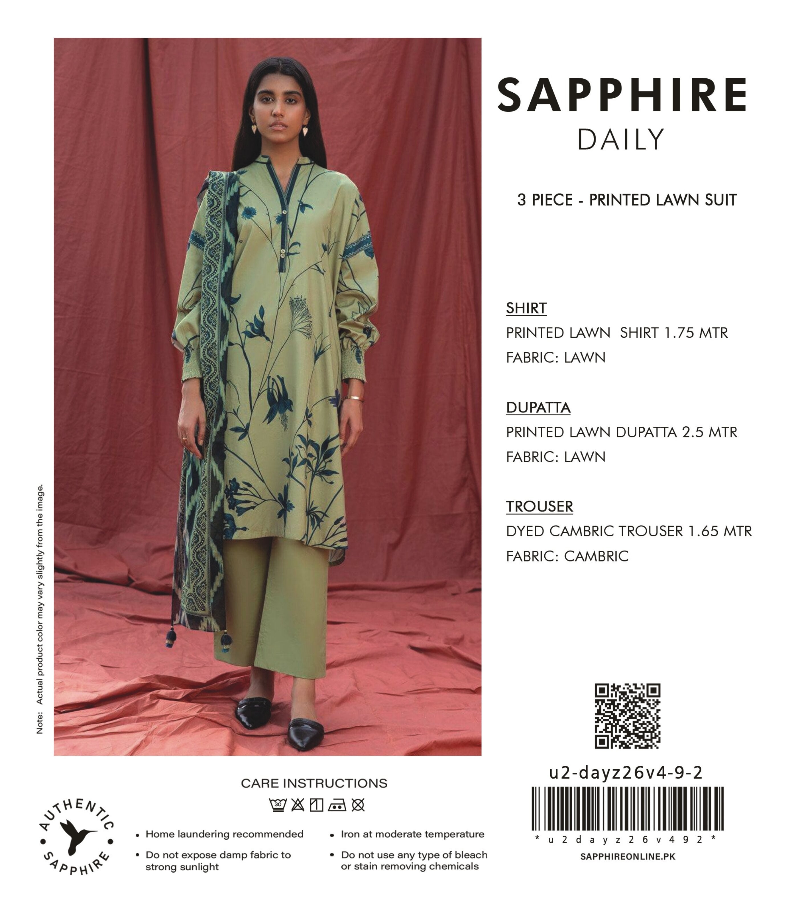 SAPPHIRE | UNSTITCHED 3-PIECE | PRINTED LAWN SUIT