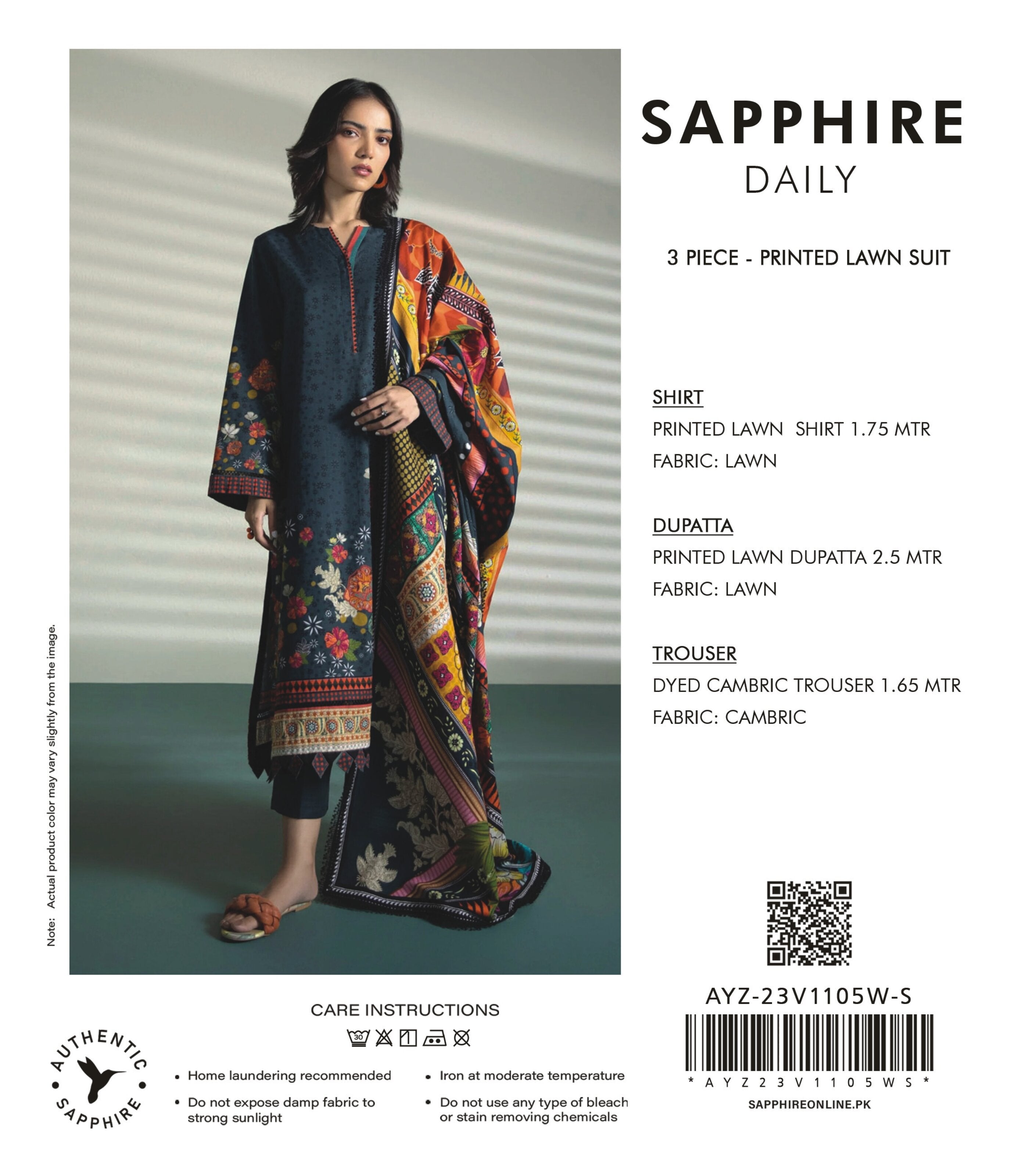 SAPPHIRE | UNSTITCHED 3-PIECE | PRINTED LAWN SUIT