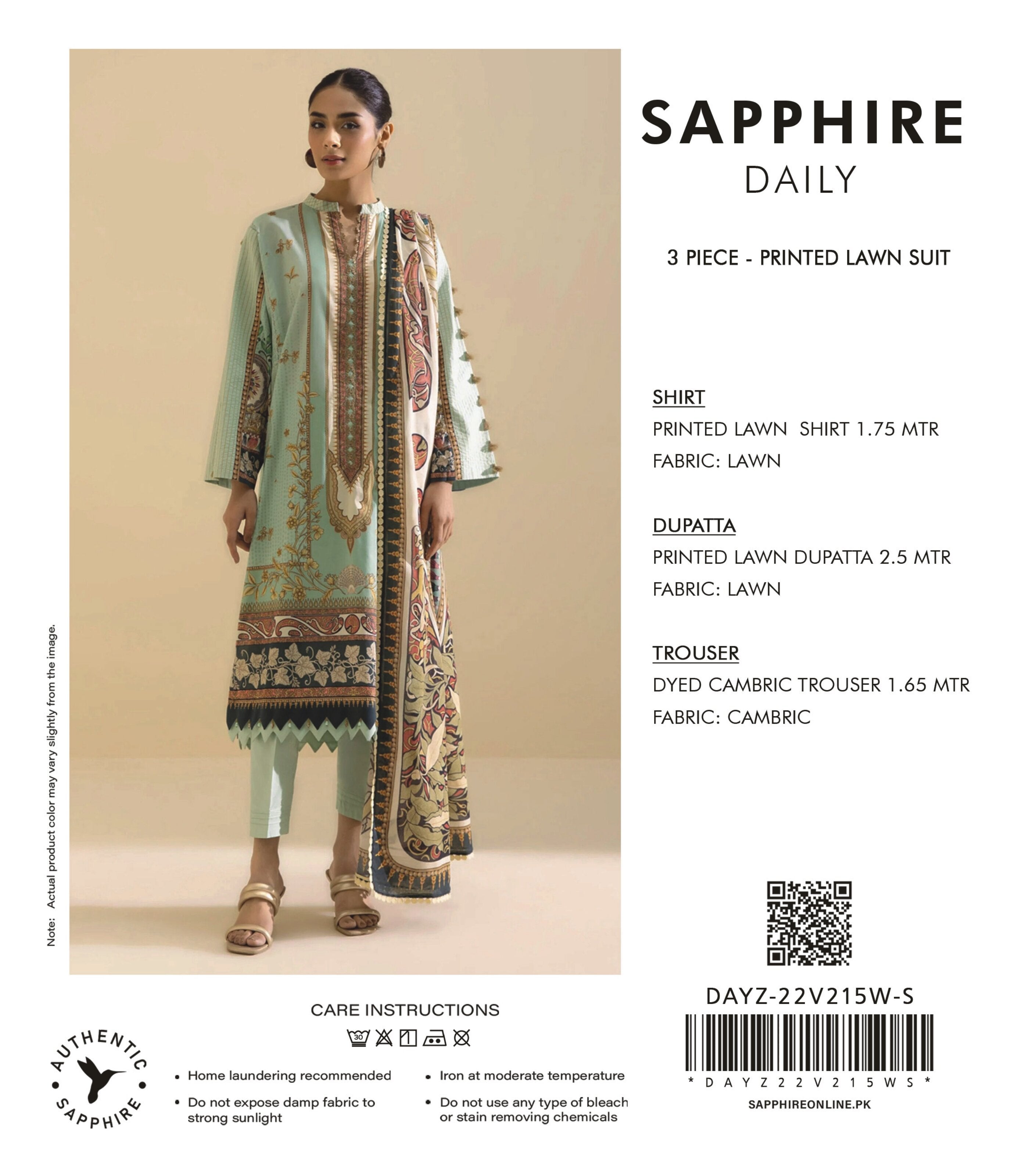 SAPPHIRE | UNSTITCHED 3-PIECE | PRINTED LAWN SUIT