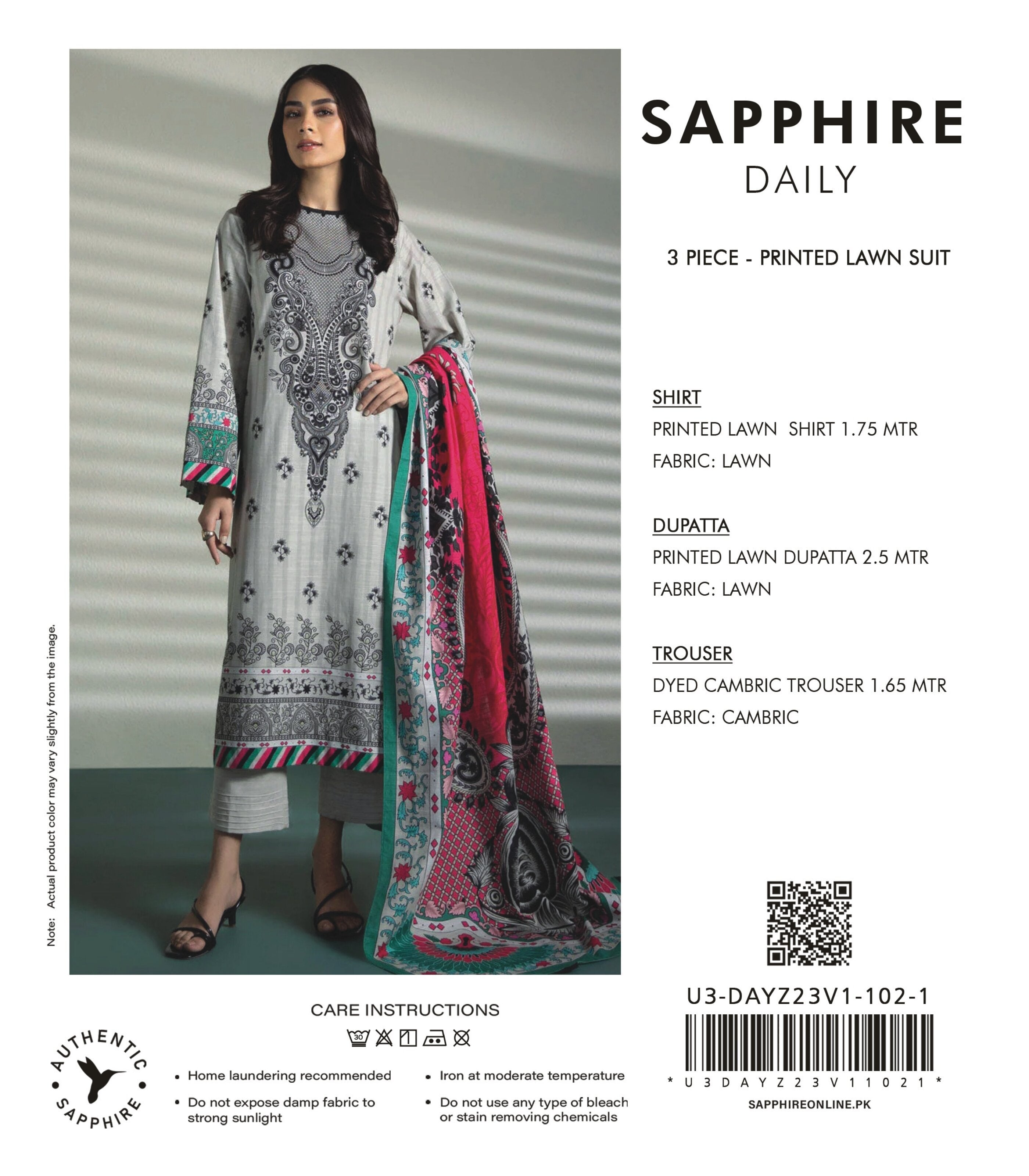 SAPPHIRE | UNSTITCHED 3-PIECE | PRINTED LAWN SUIT