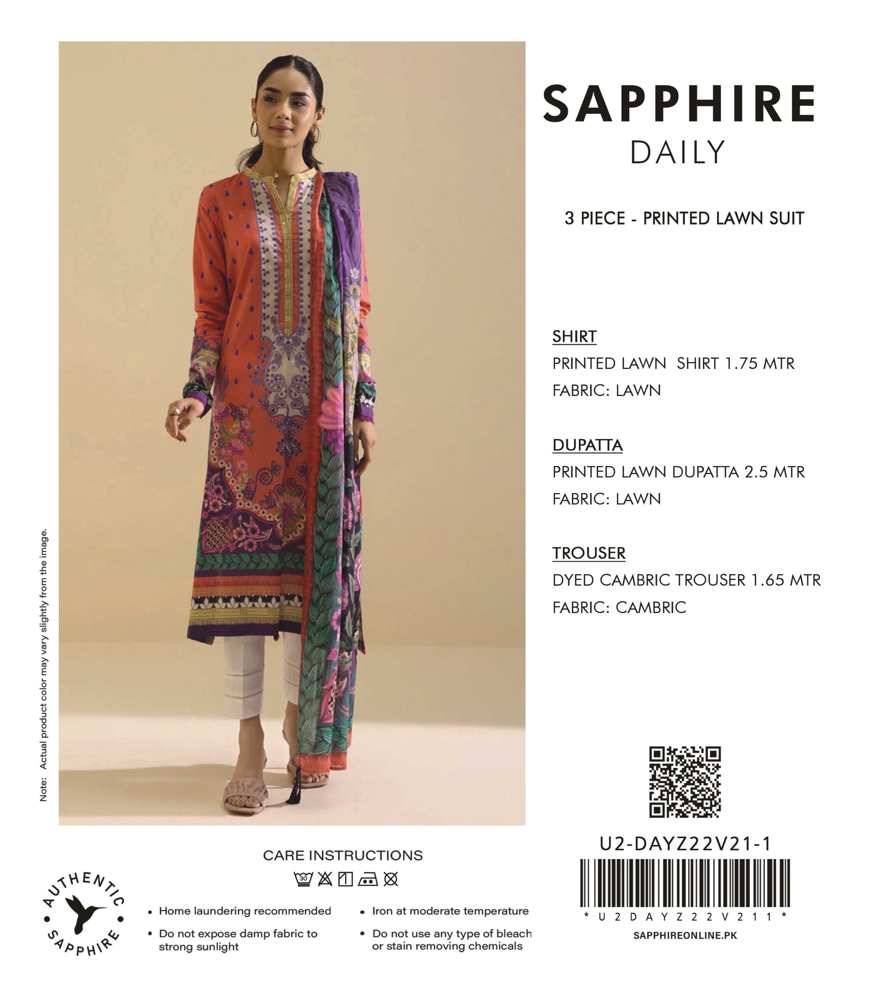 SAPPHIRE | UNSTITCHED 3-PIECE | PRINTED LAWN SUIT