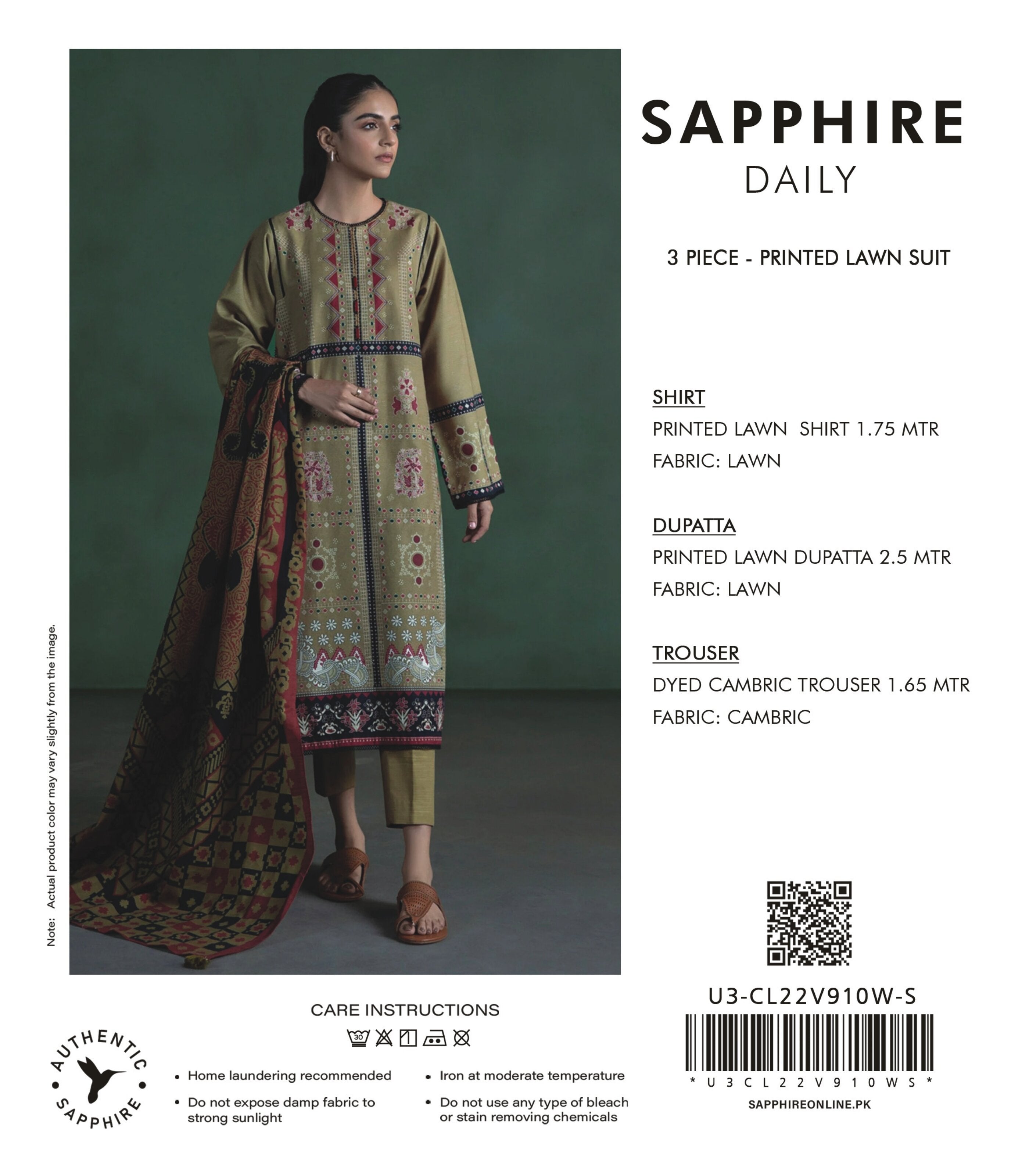 SAPPHIRE | UNSTITCHED 3-PIECE | PRINTED LAWN SUIT