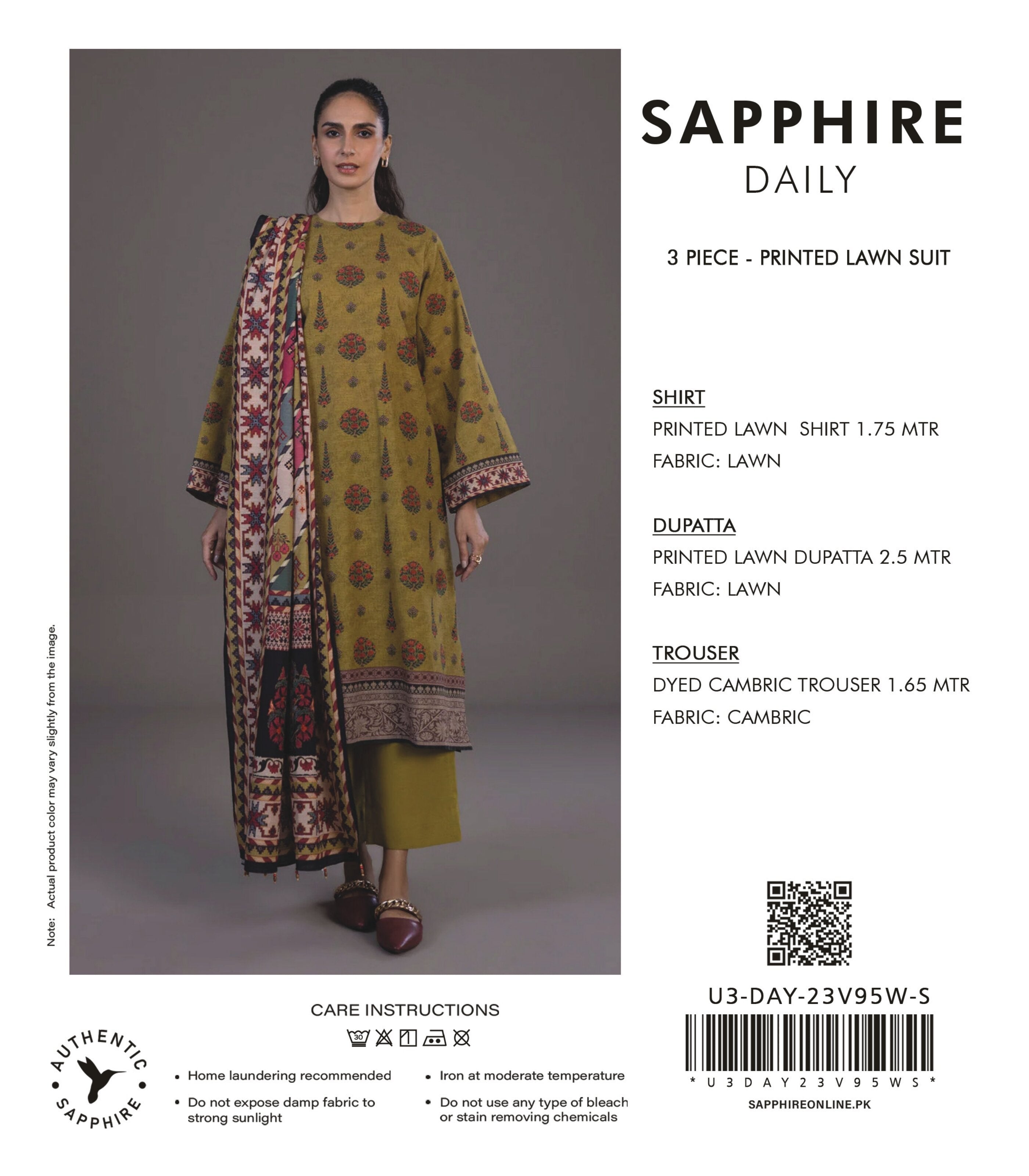SAPPHIRE | UNSTITCHED 3-PIECE | PRINTED LAWN SUIT