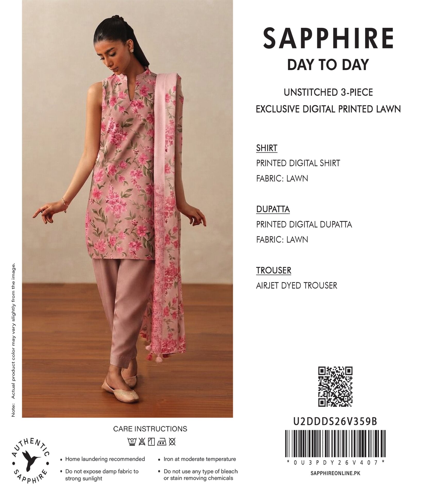 SAPPHIRE | 3-PIECE UNSTITCHED | DIGITAL PRINTED LAWN SUIT